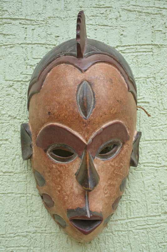Pende Facemask | Authentic DRC Tribal Art | Hand-Carved Congolese Ritual Plaque