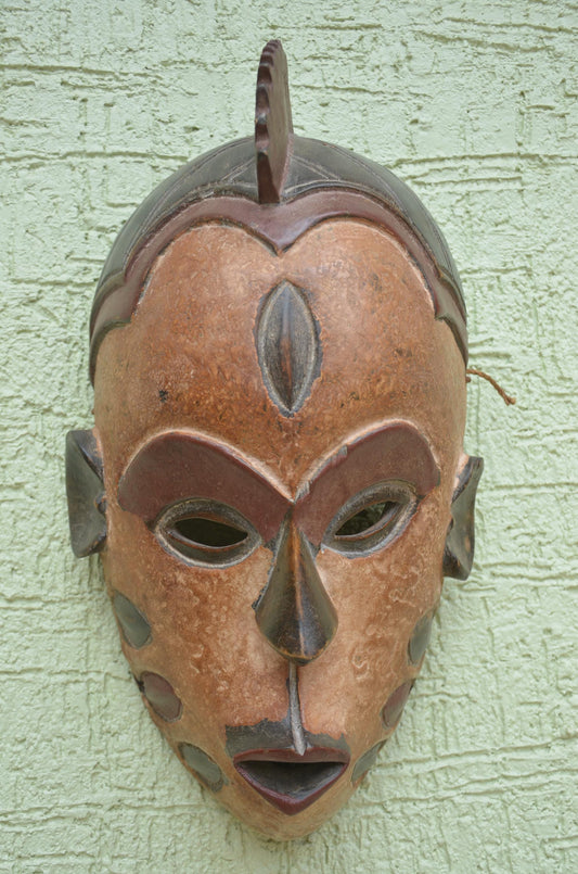 Pende Facemask | Authentic DRC Tribal Art | Hand-Carved Congolese Ritual Plaque