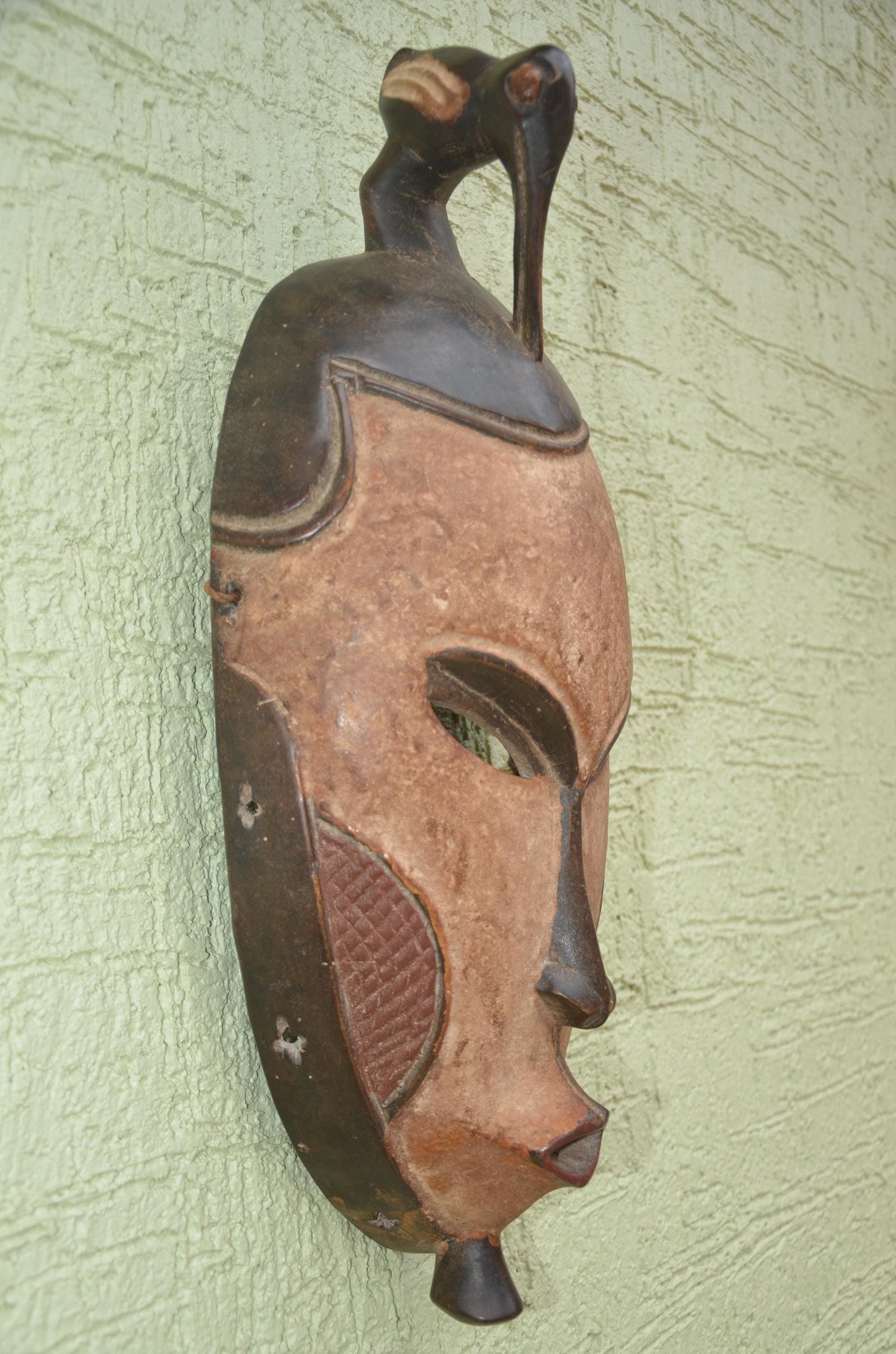 Baule Facemask | Authentic Ivory Coast Tribal Art | Hand-Carved Mblo Portrait Plaque