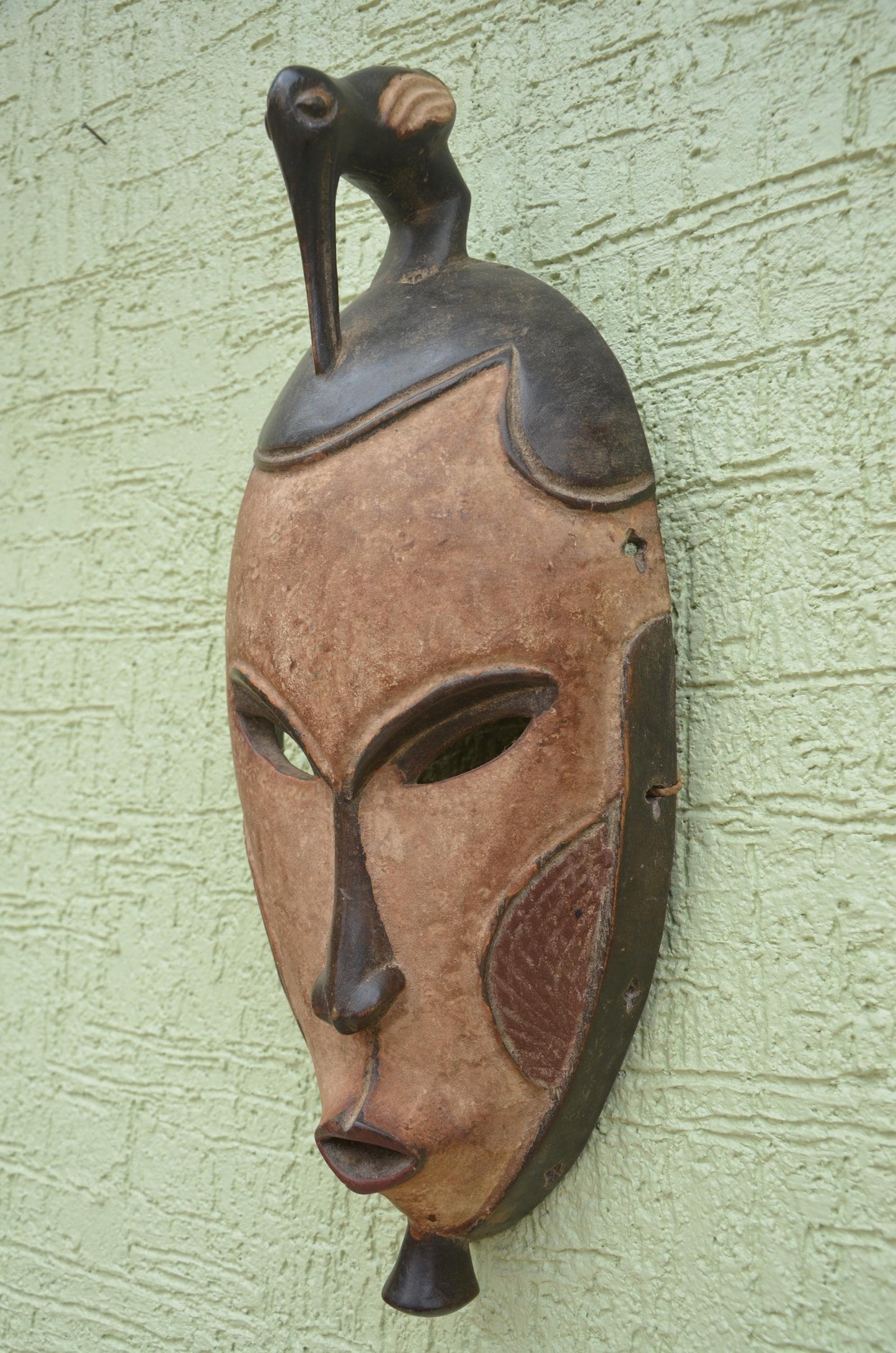 Baule Facemask | Authentic Ivory Coast Tribal Art | Hand-Carved Mblo Portrait Plaque