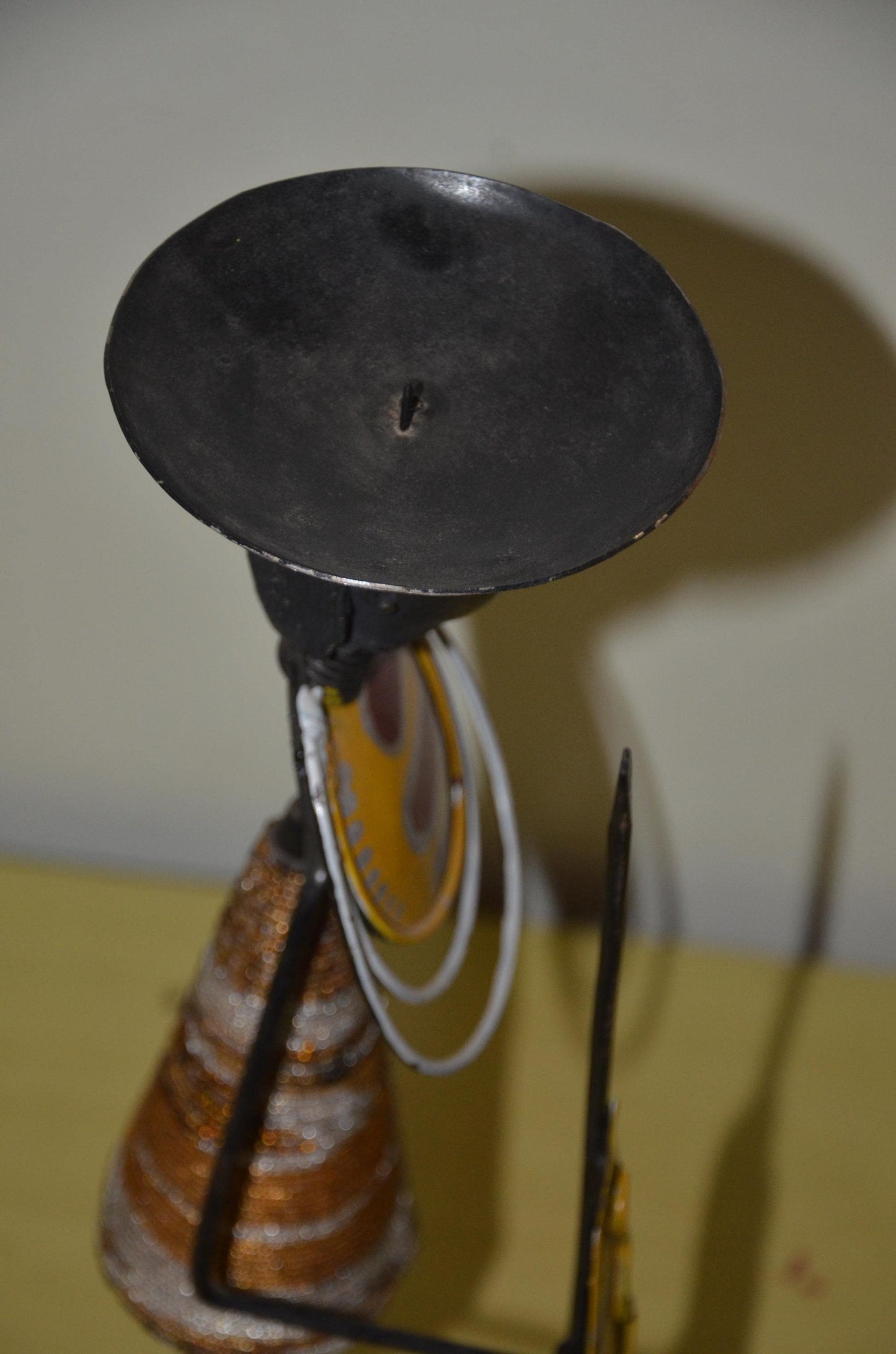 Luba-Inspired Caryatid Candle Holder | Modern Metal African Art | Decorative Tabletop Sculpture