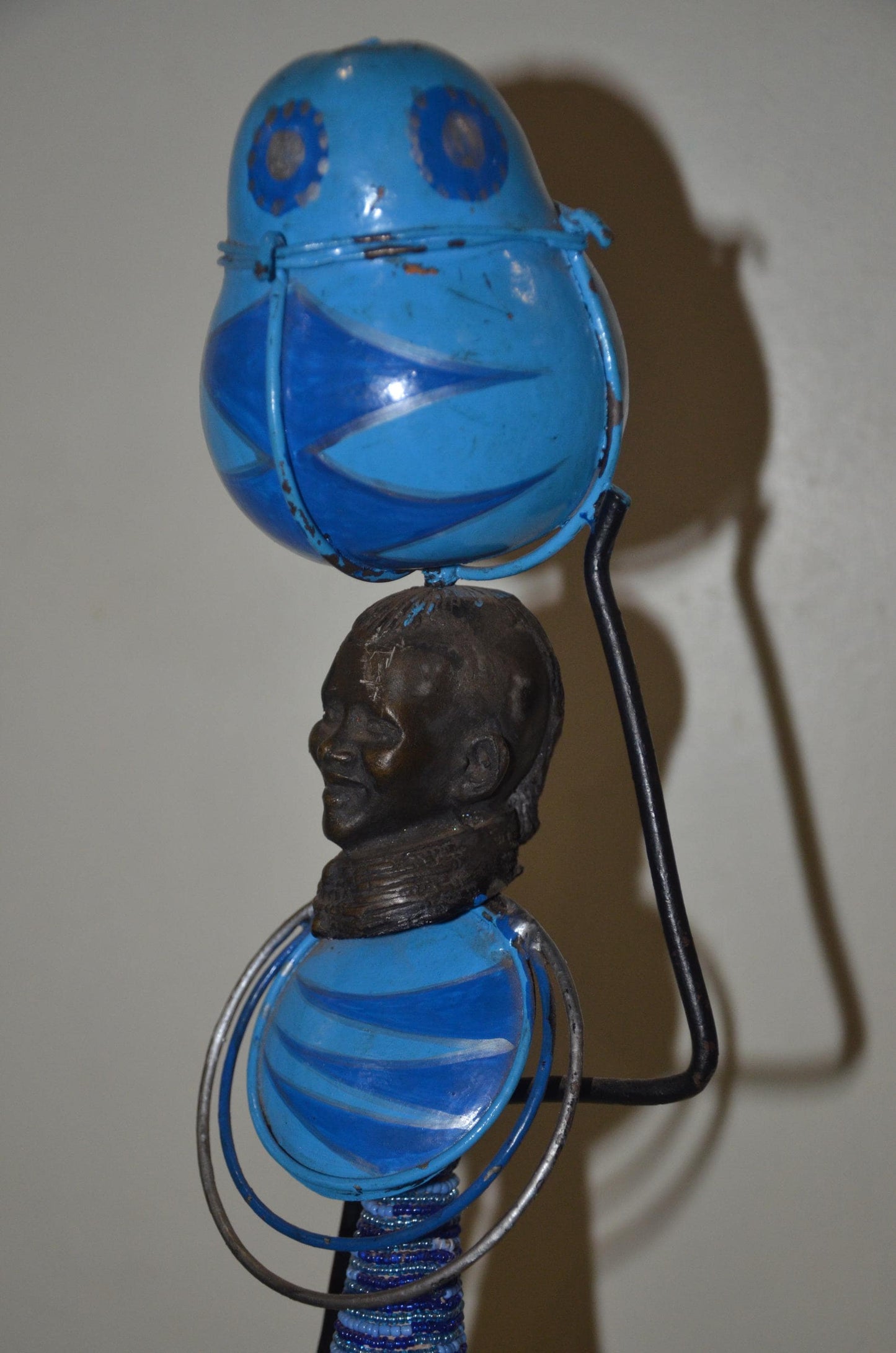 Luba Caryatid Offering Bowl | Beaded Metal Candle Holder | Congo Ceremonial Art