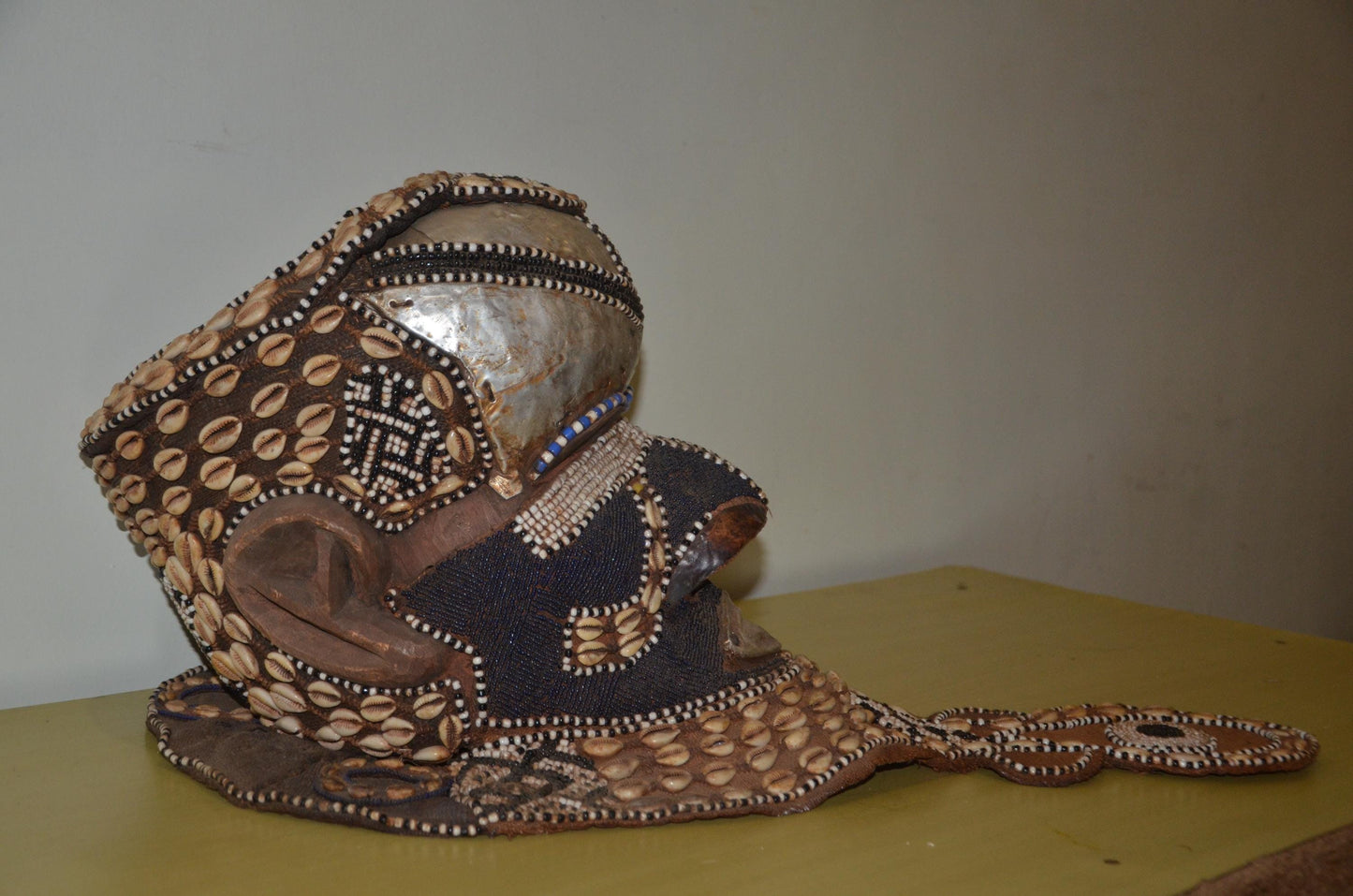 Kuba Ngady Mwaash Mask | Authentic Congolese Beaded Art | Luxury Tribal Ritual Plaque