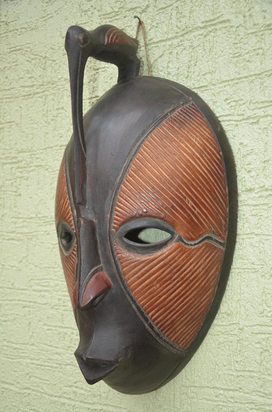 Guro Hornbill Spirit Mask | Authentic Ivory Coast Tribal Art | Hand-Carved Zaouli Decor