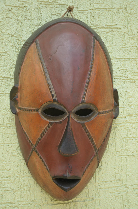 Lega Lungu Mask | Authentic Congolese Bwami Art | Hand-Carved Minimalist Ritual Plaque