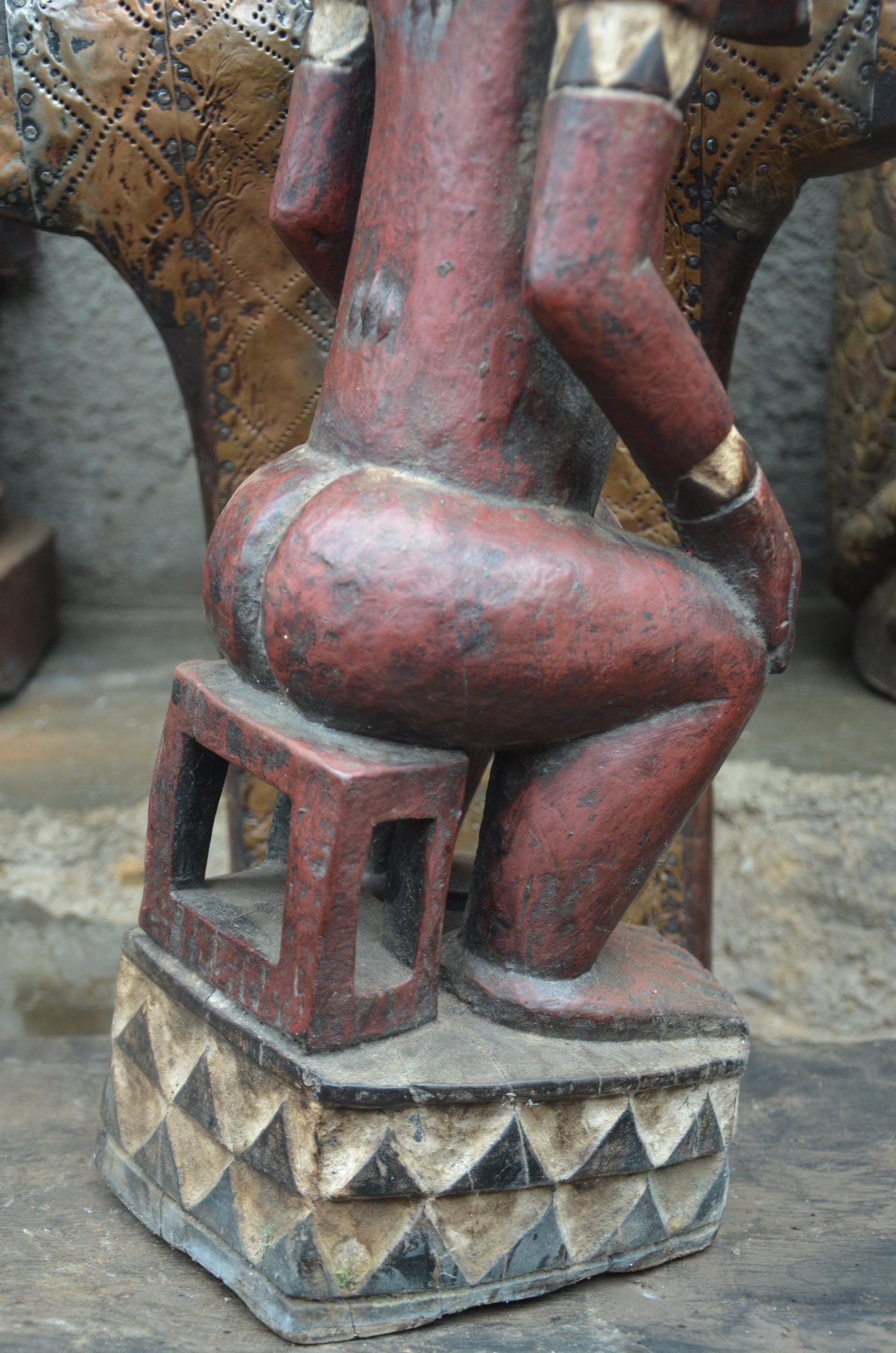 African Pende Male Statue – Hand-Carved Wood Tribal Figure – Congo Art
