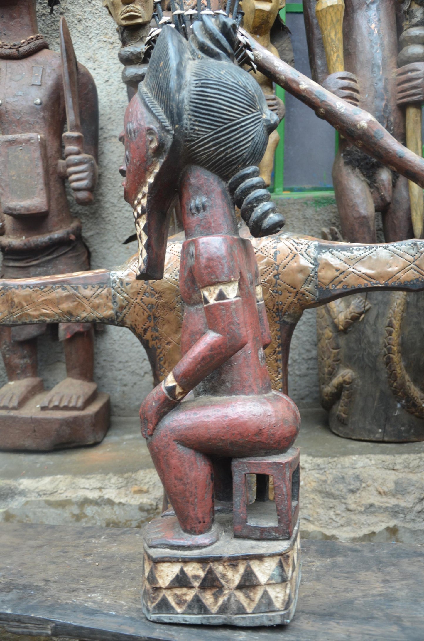 African Pende Male Statue – Hand-Carved Wood Tribal Figure – Congo Art