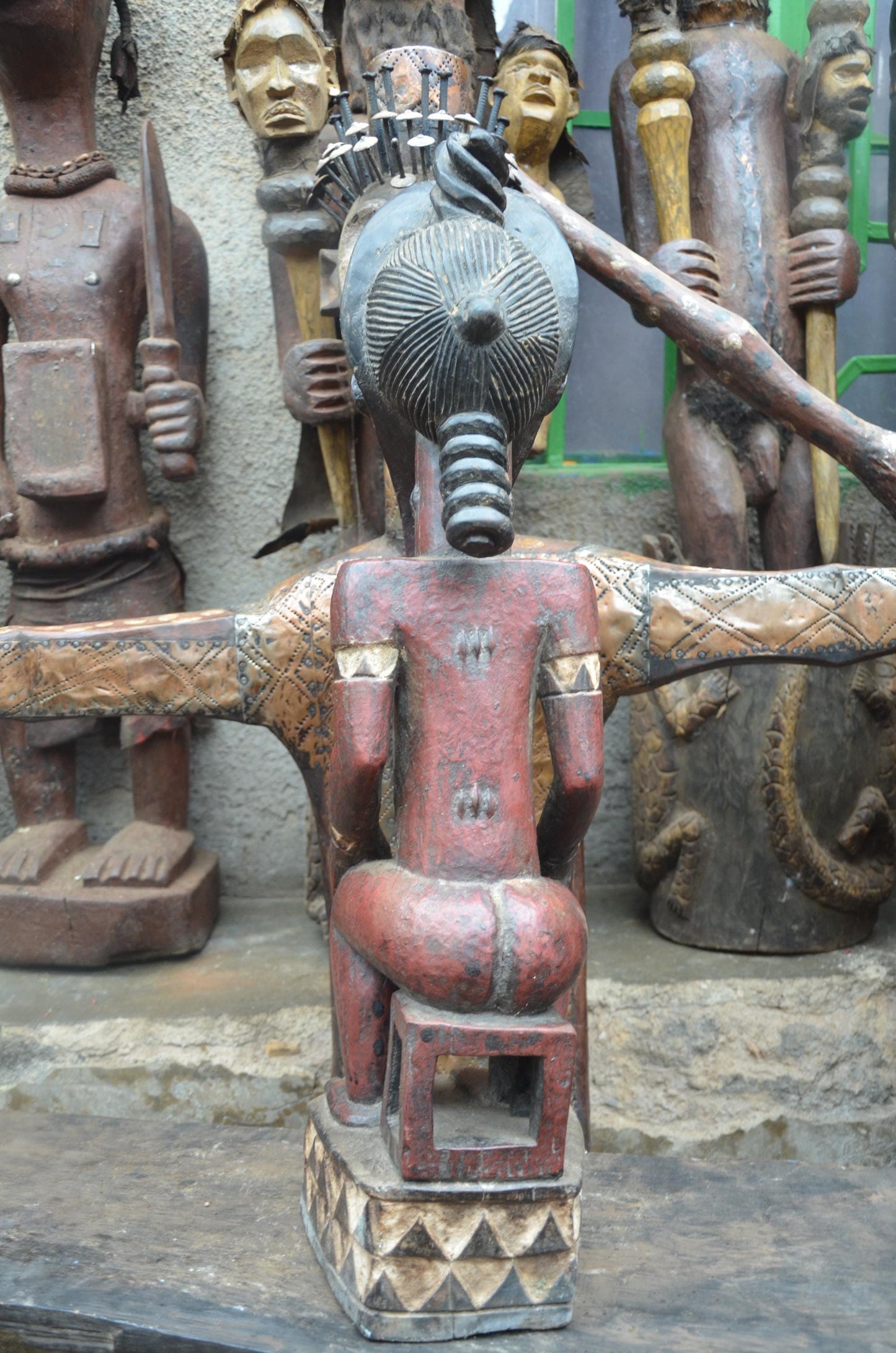 African Pende Male Statue – Hand-Carved Wood Tribal Figure – Congo Art