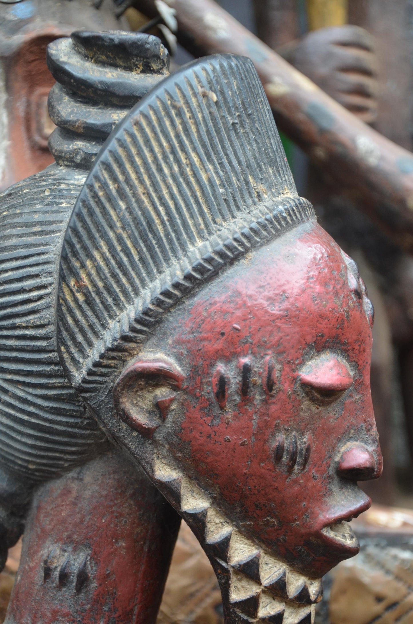 African Pende Male Statue – Hand-Carved Wood Tribal Figure – Congo Art