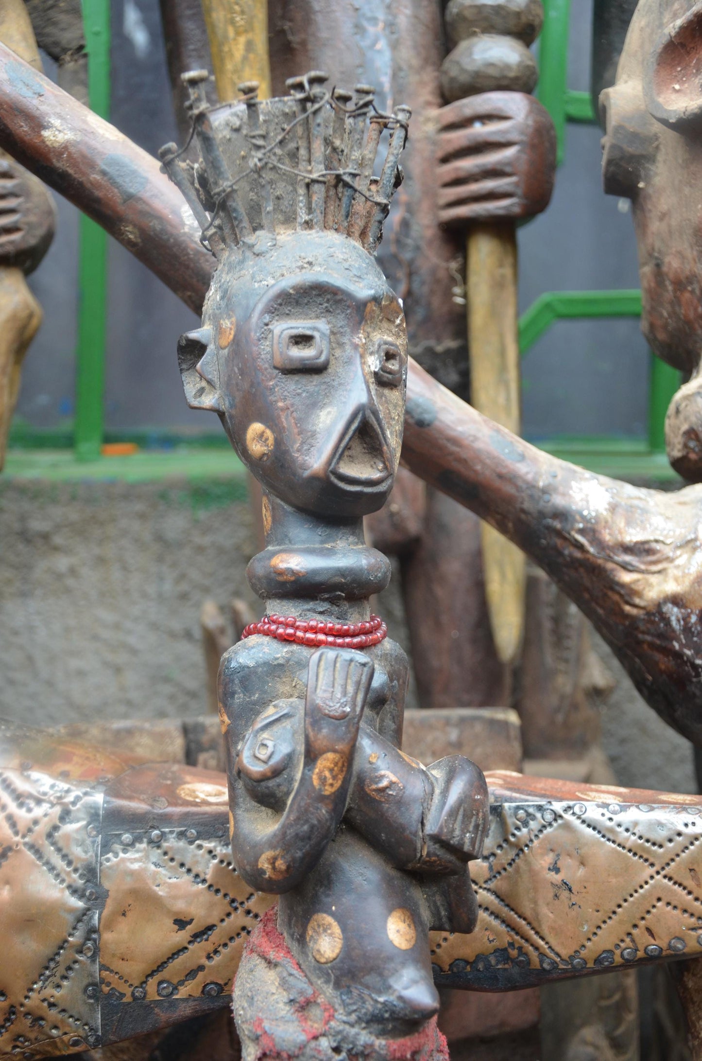 Kongo Nkisi Nkondi Couple Statues – Nailed Wood Power Figures – Tribal Art