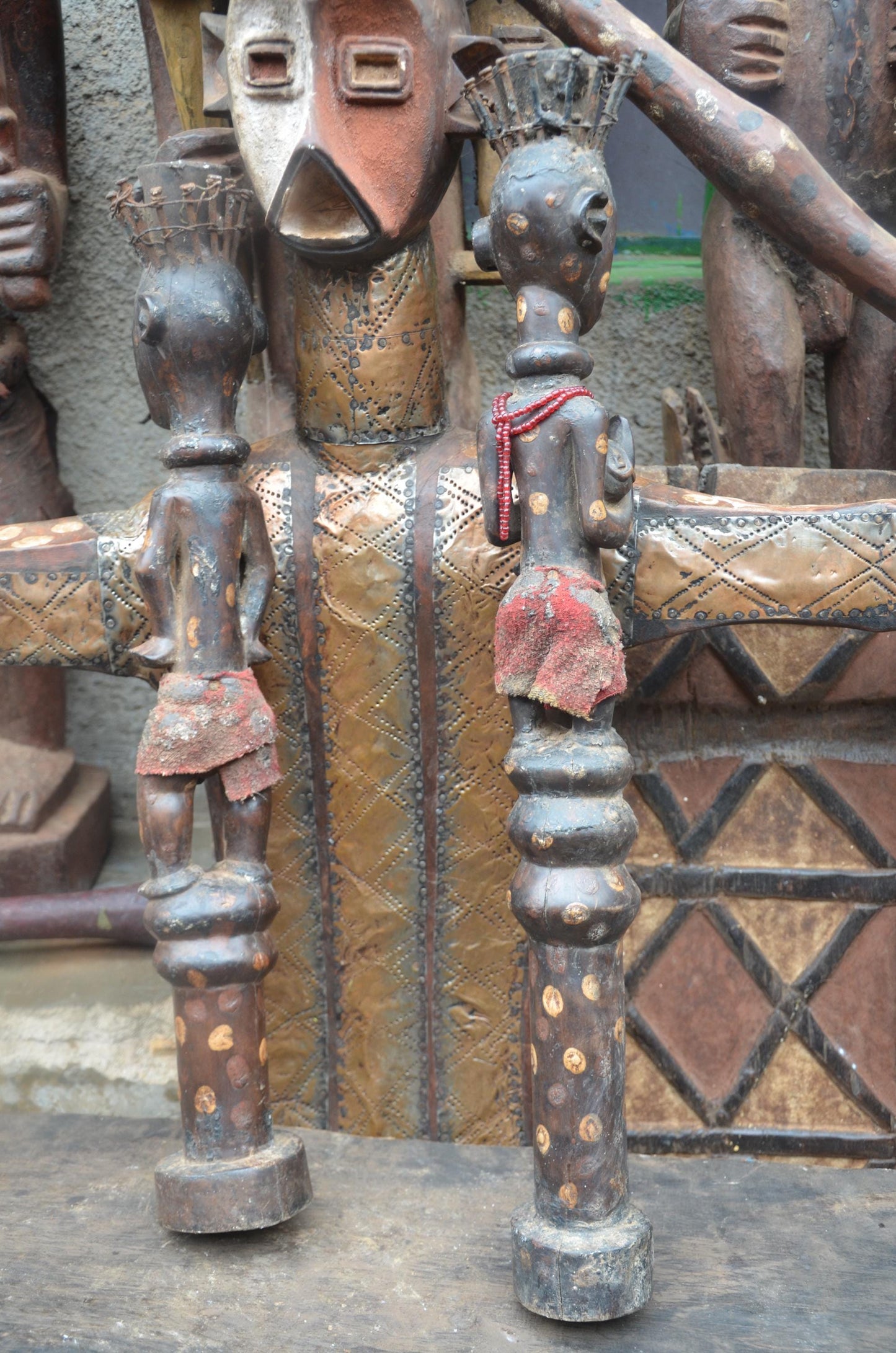 Kongo Nkisi Nkondi Couple Statues – Nailed Wood Power Figures – Tribal Art