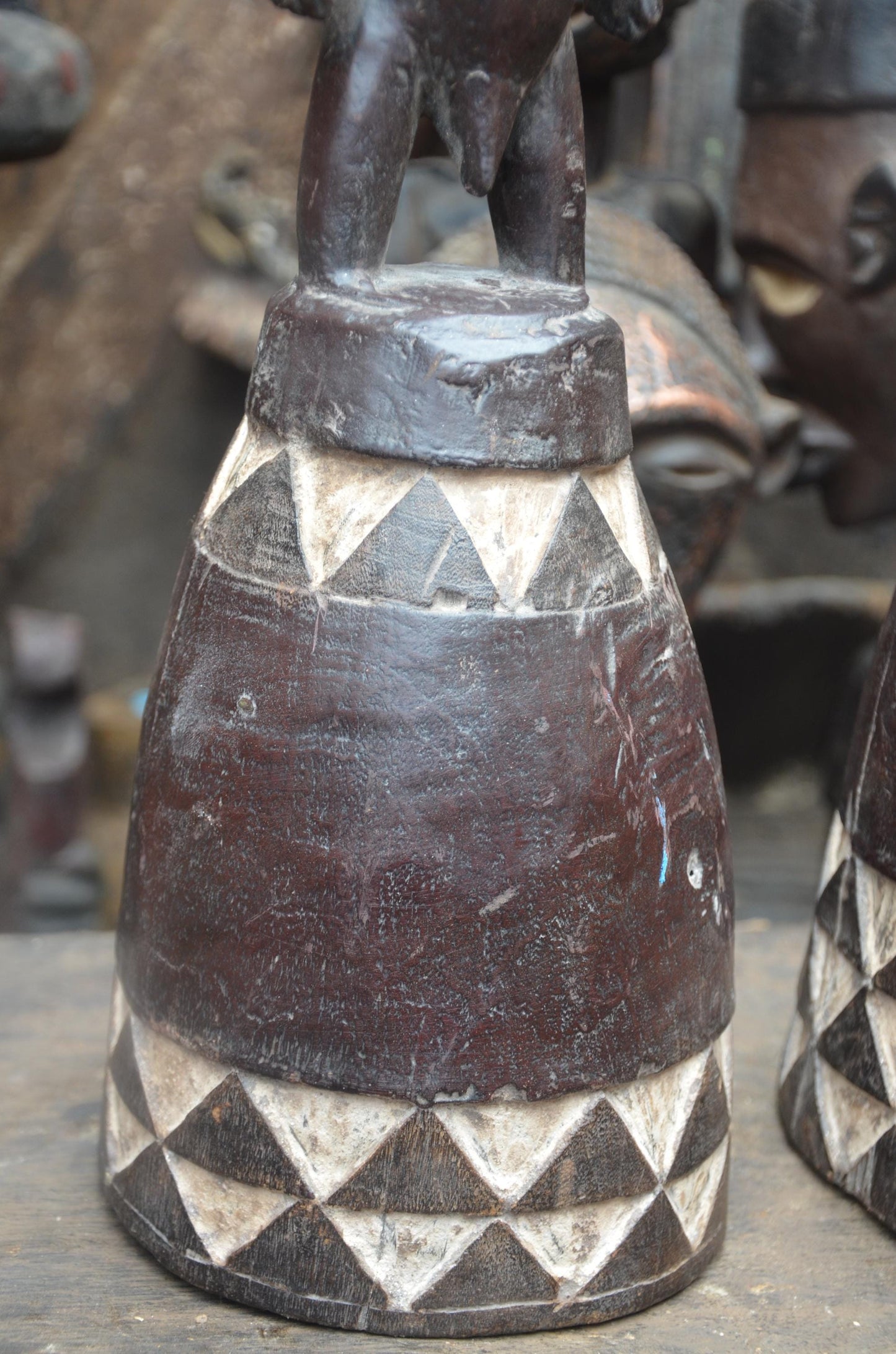 African Pende Couple Figures – Hand-Carved Wood Ancestral Pair – Congo Art