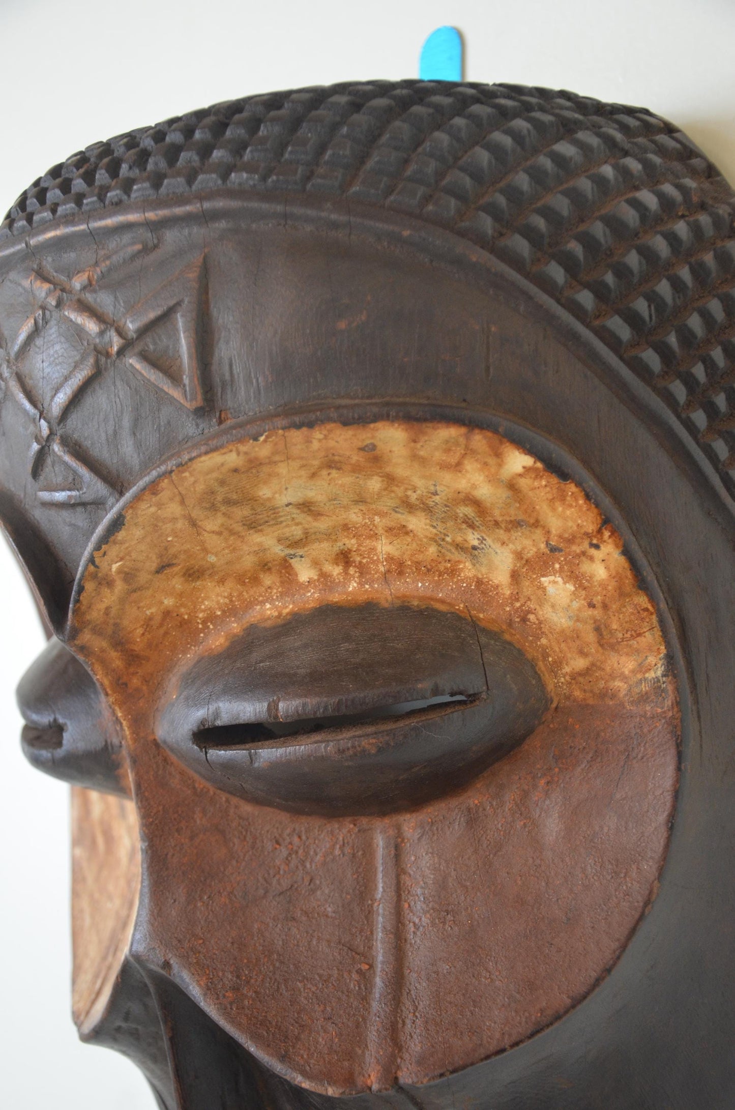 Chokwe Mwana Pwo Mask | Hand-Carved Pigment Wood Wall Decor | Congo Ancestor Art
