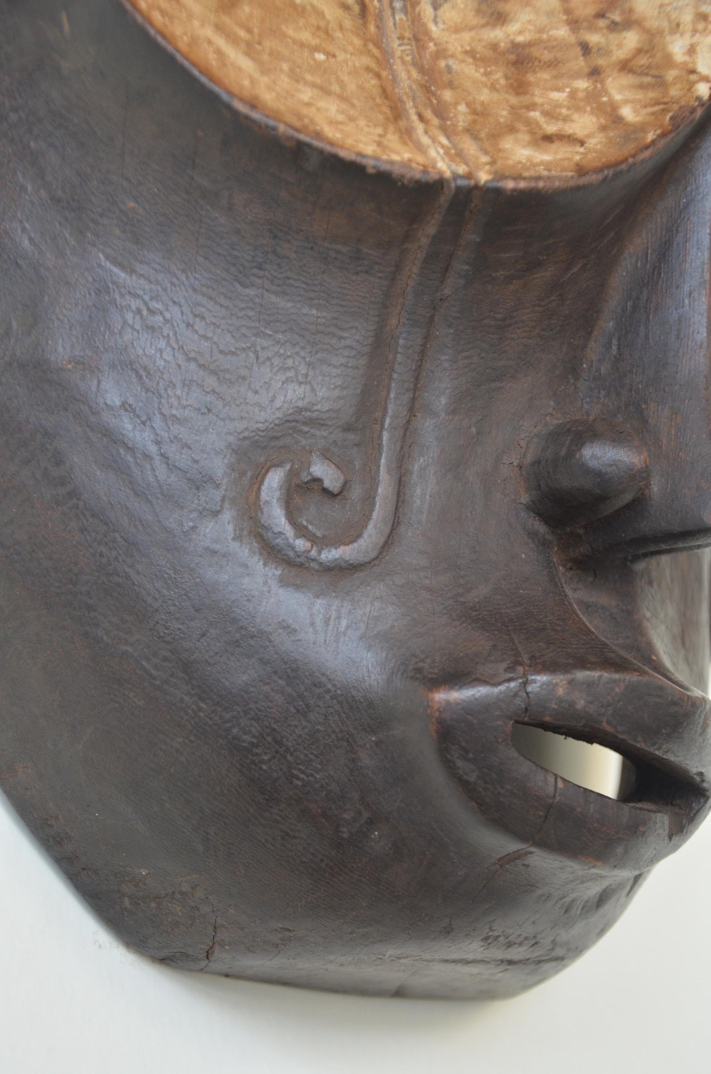 Chokwe Mwana Pwo Mask | Hand-Carved Pigment Wood Wall Decor | Congo Ancestor Art