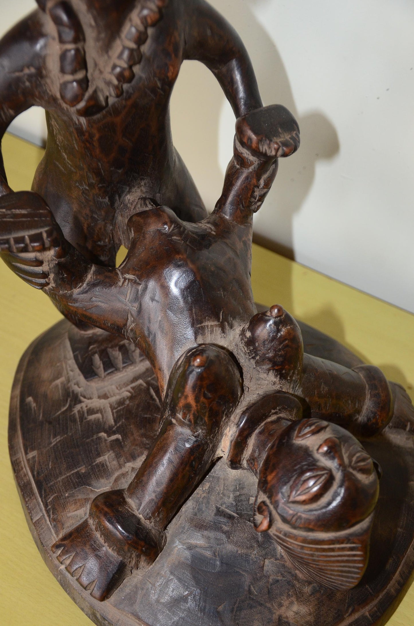 Kongo Tribal Figure | Hand-Carved Dark Wood Sculpture | Congo Ancestral Maternity Art