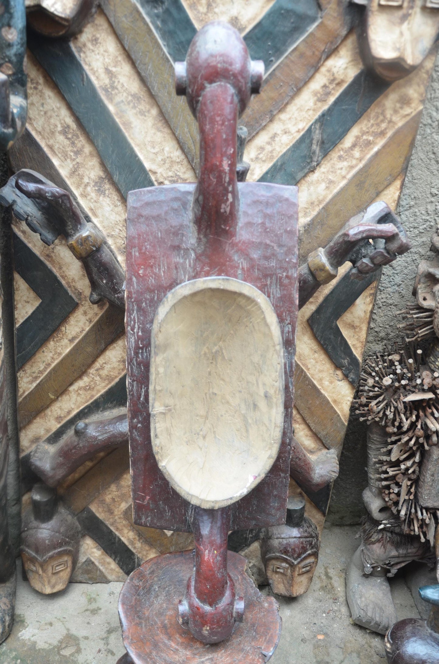 African Mancala Game Board – Anthropomorphic Wood Bao Game – Tribal Art
