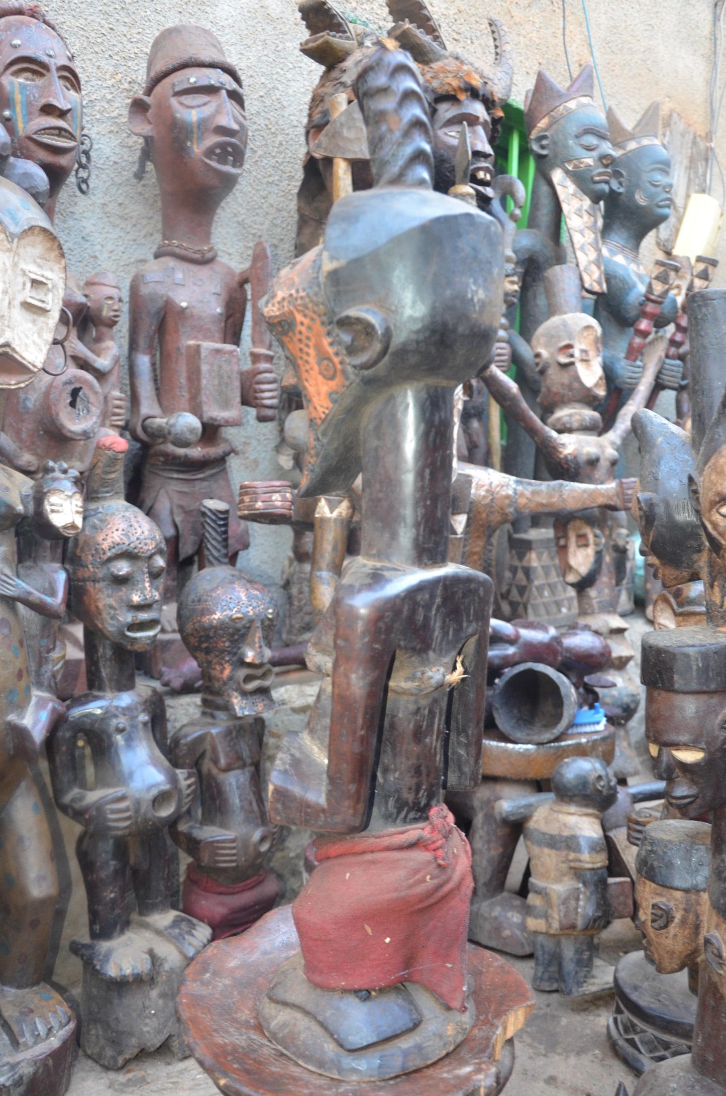 African Songye Female Power Figure – Hand-Carved Wood Nkisi Tribal Statue