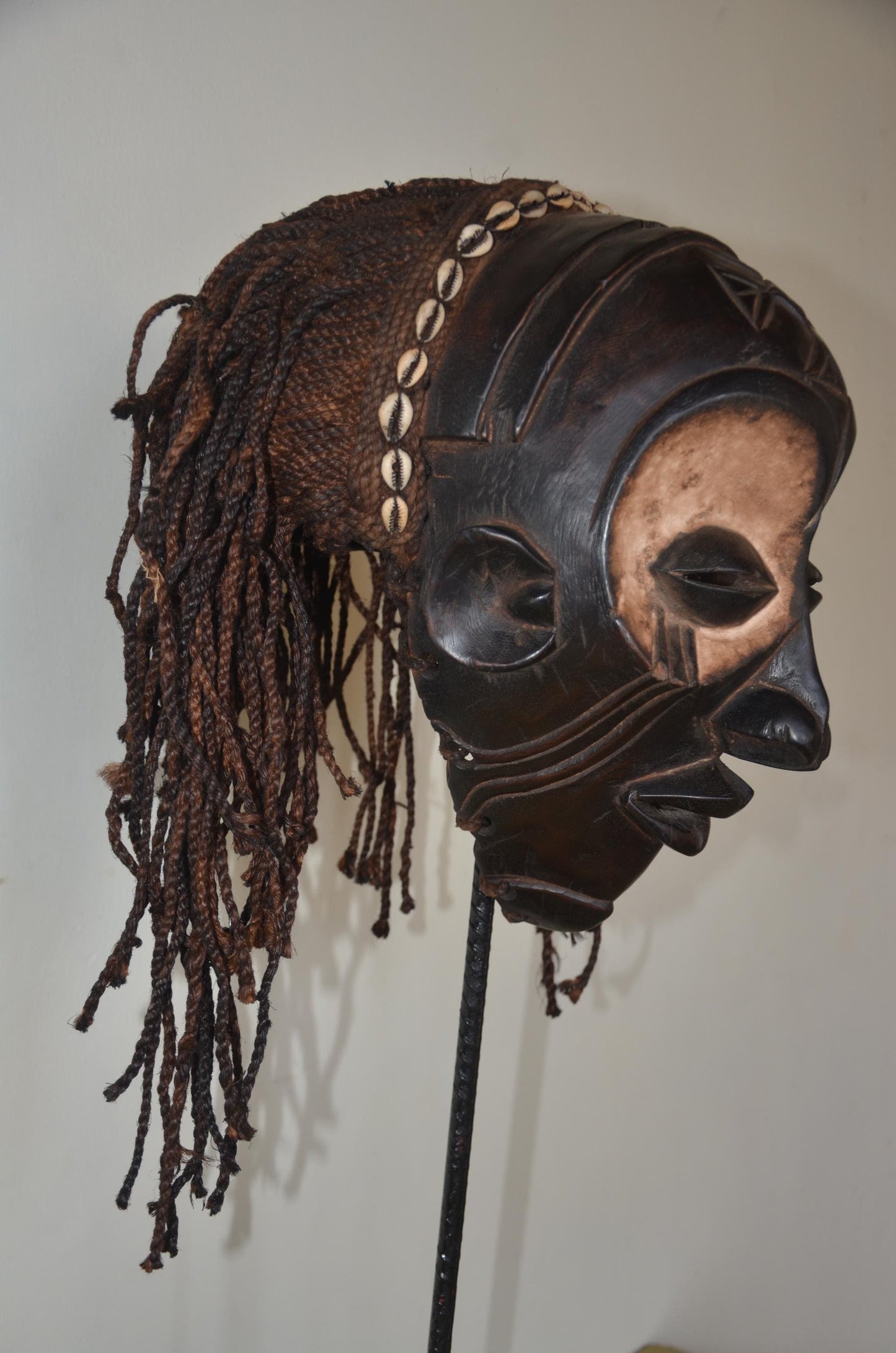 Chokwe Mwana Pwo Mask | Deep Carved Wood Wall Decor | Congo Maiden Spirit Art