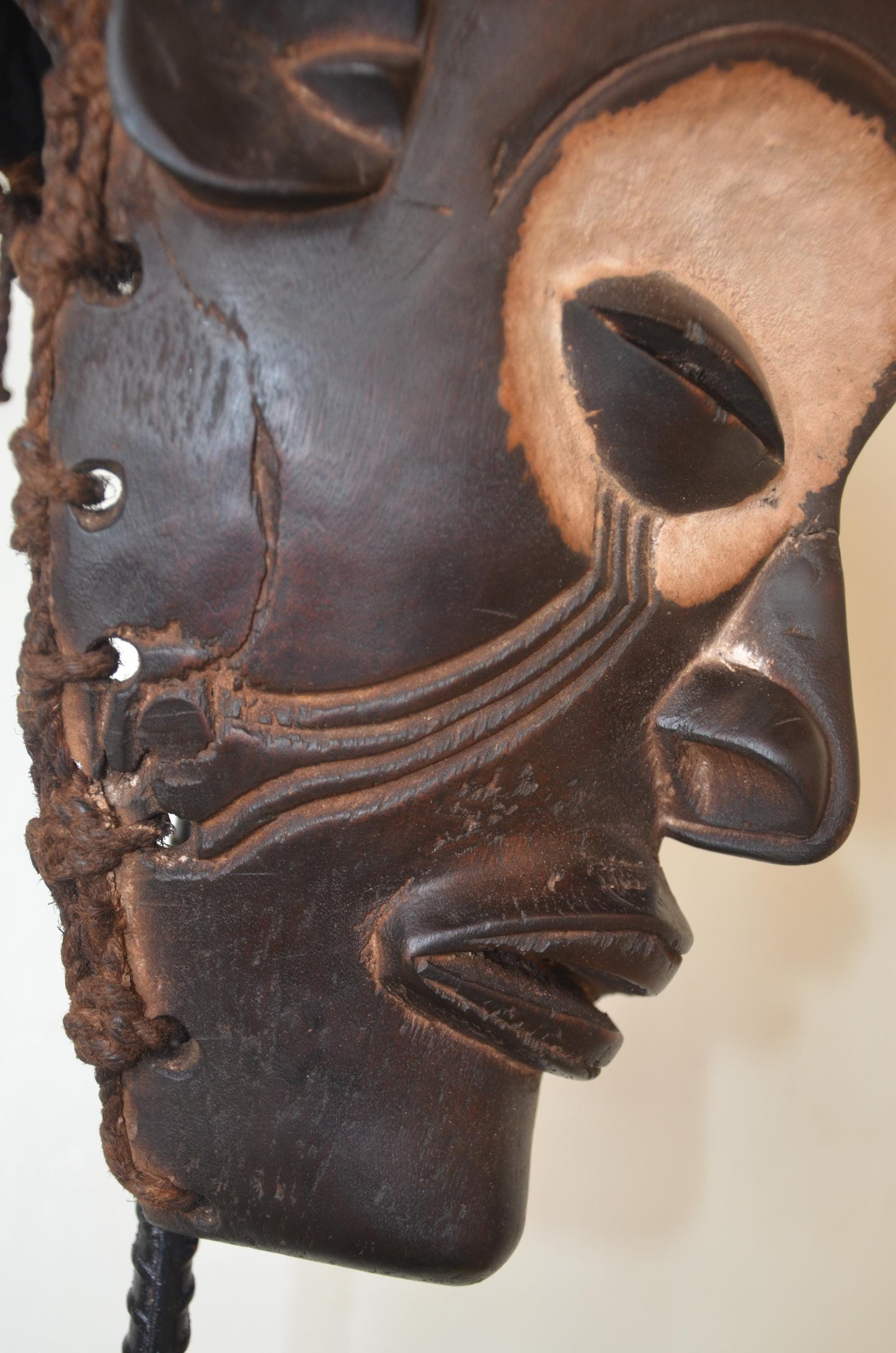 Chokwe Mwana Pwo Mask | Beaded Cowrie Shell Wall Decor | Congo Ancestor Art