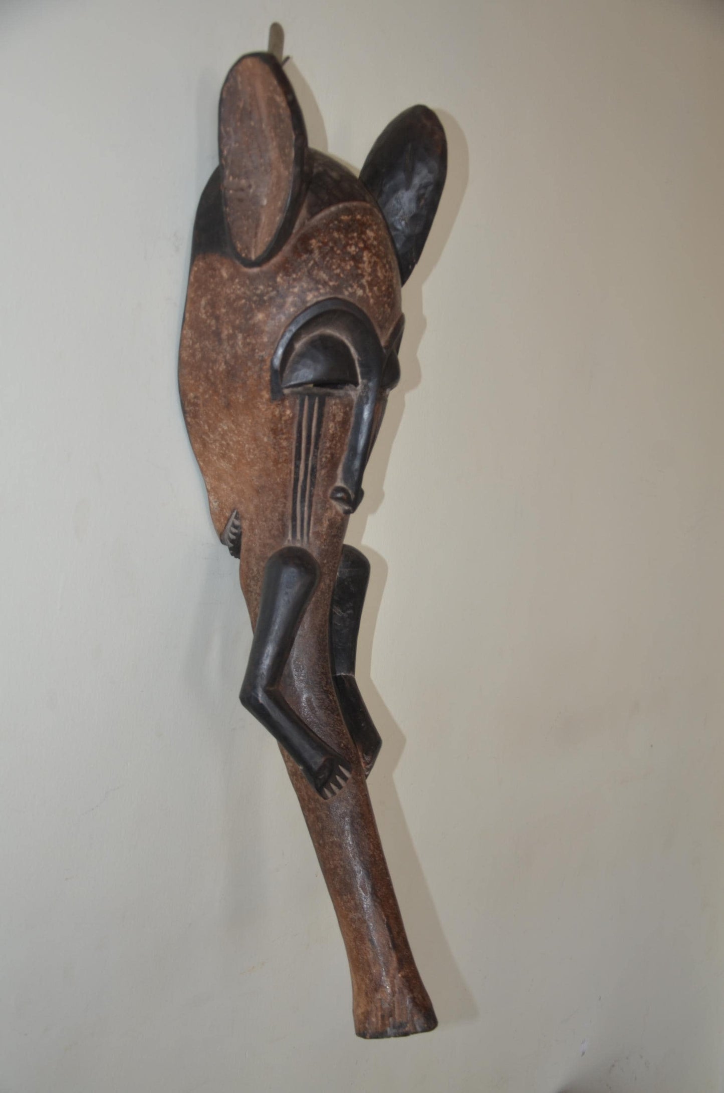 Senufo Elephant Mask | Hand-Carved Wood Wall Decor | Ivory Coast Zoomorphic Art