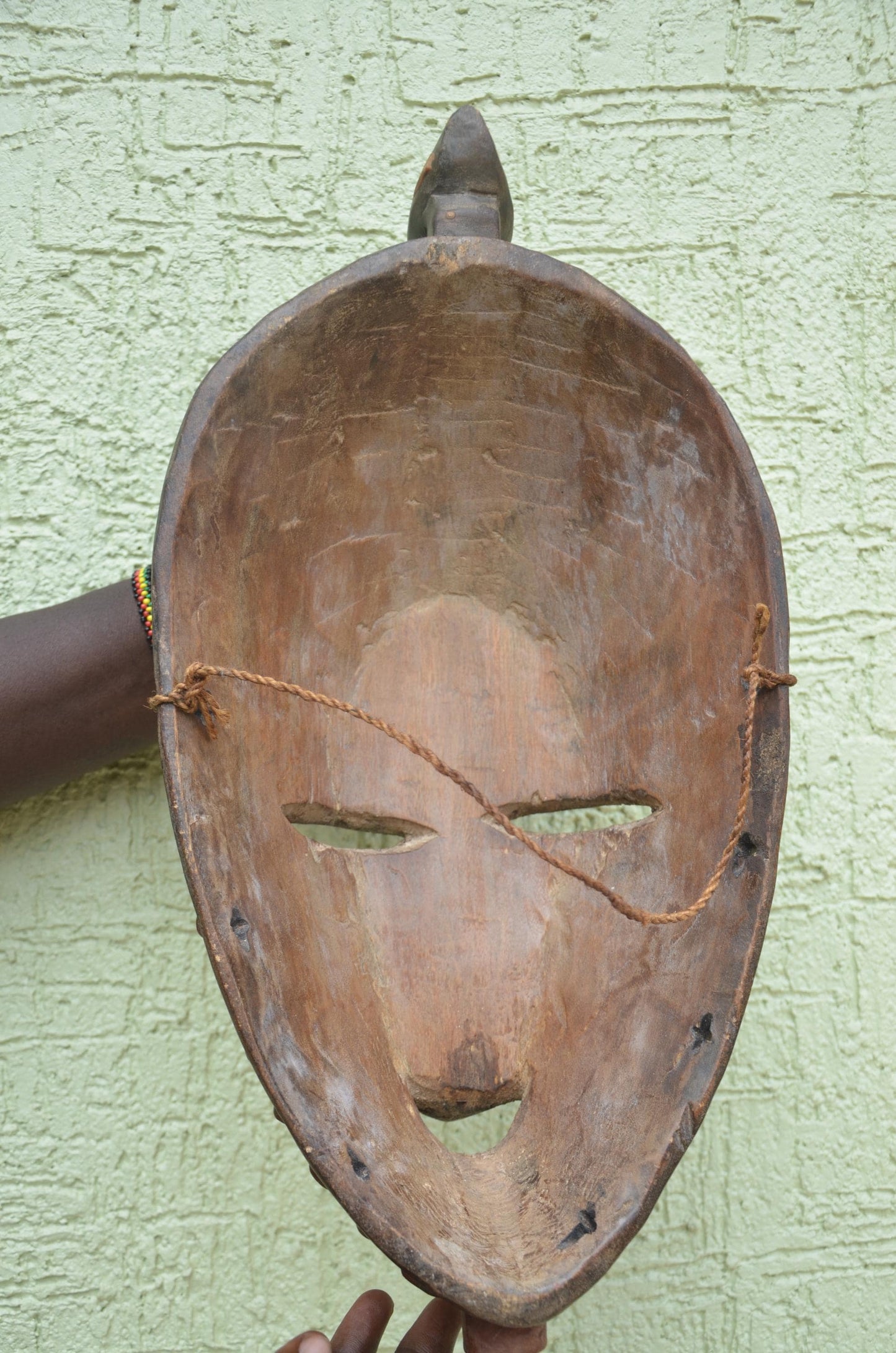 Bayaka Facemask | Hand-Carved Wood Wall Decor | Congo Yaka Ritual Mask Art
