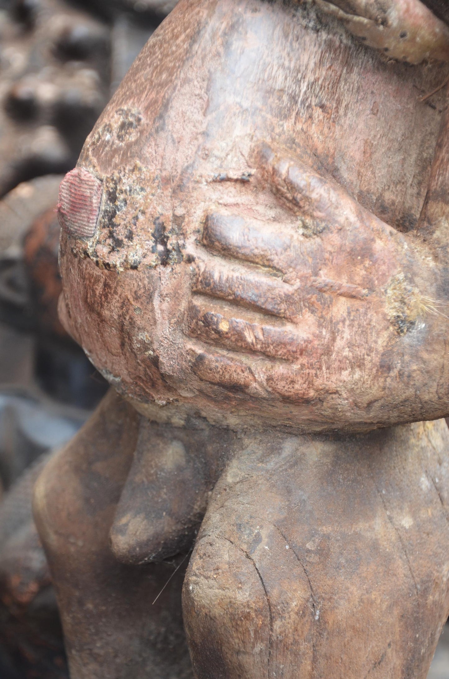 African Songye Janus Figure – Hand-Carved Wood Nkisi Power Statue Art