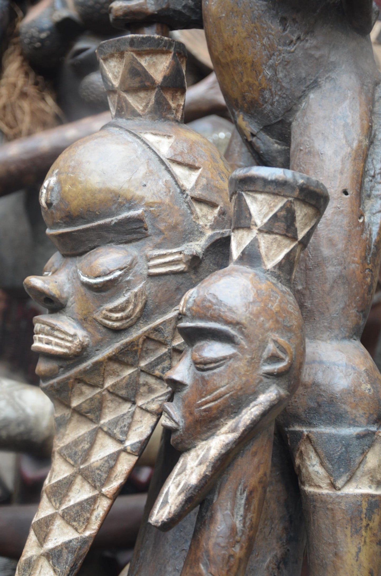 African Kongo-Yombe Maternity Sculpture – Large Wood Mother & Child Statue