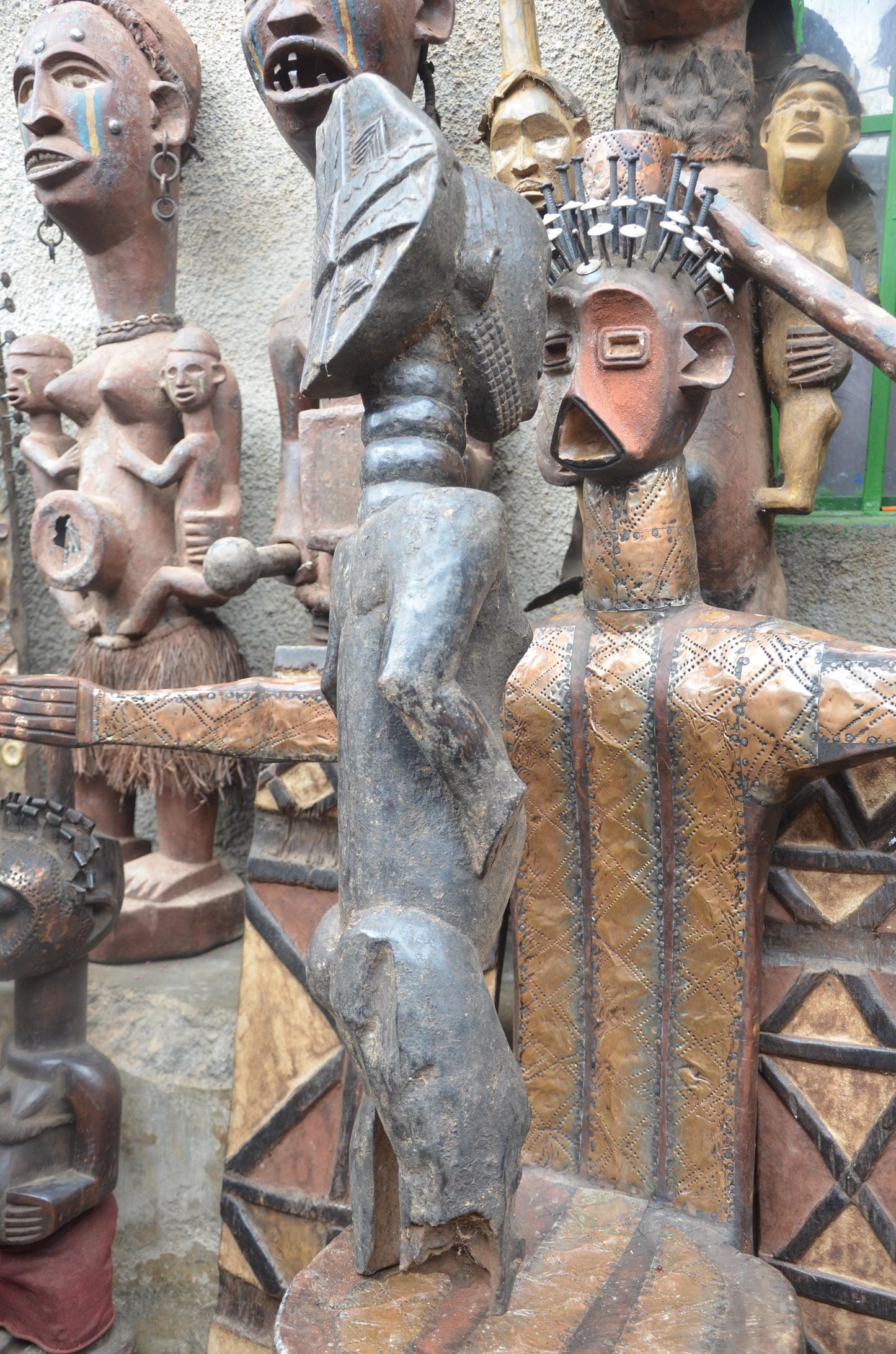 African Luba Ancestor Figure – Hand-Carved Wood Congo Ritual Power Statue