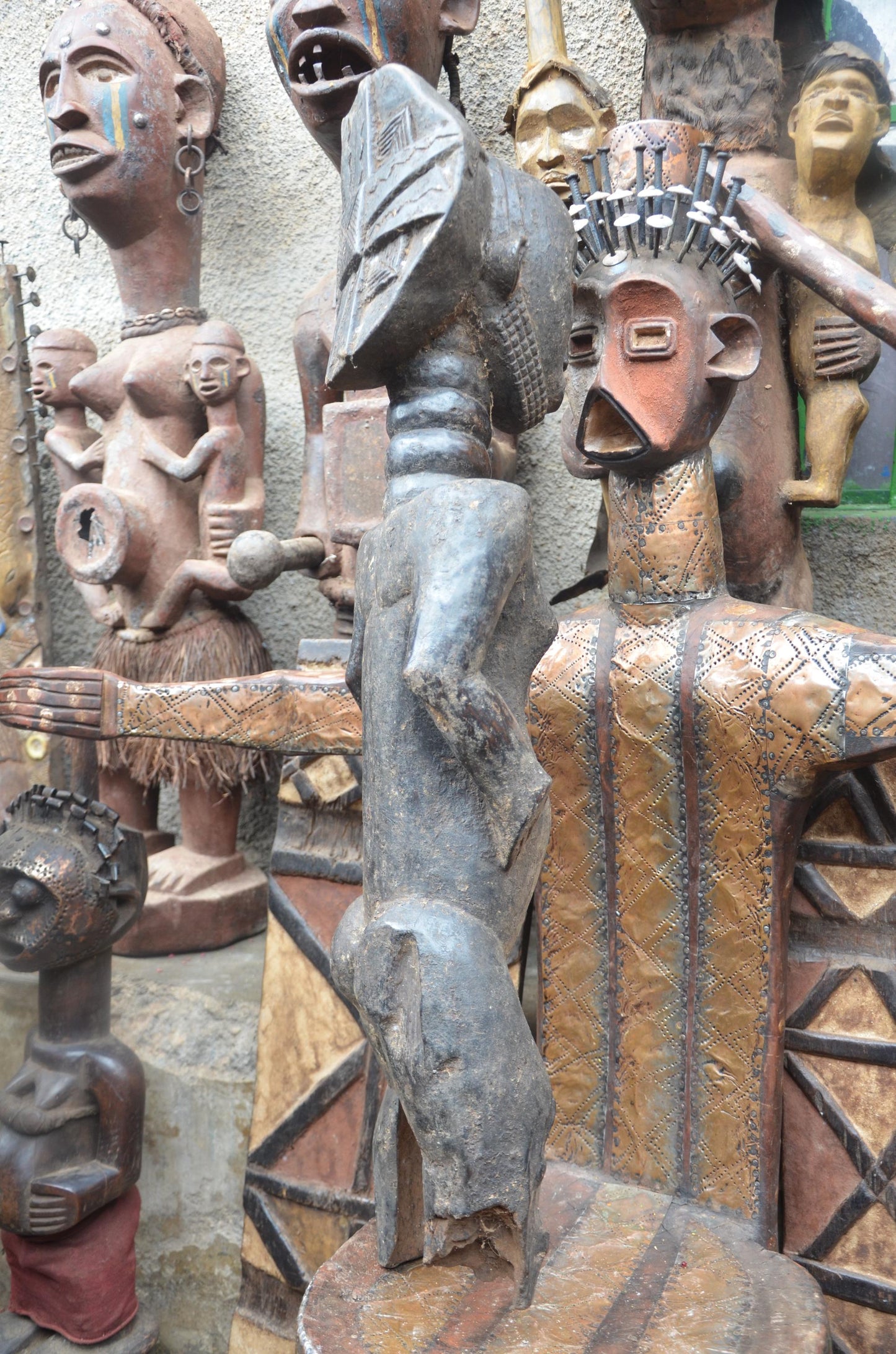 African Luba Ancestor Figure – Hand-Carved Wood Congo Ritual Power Statue