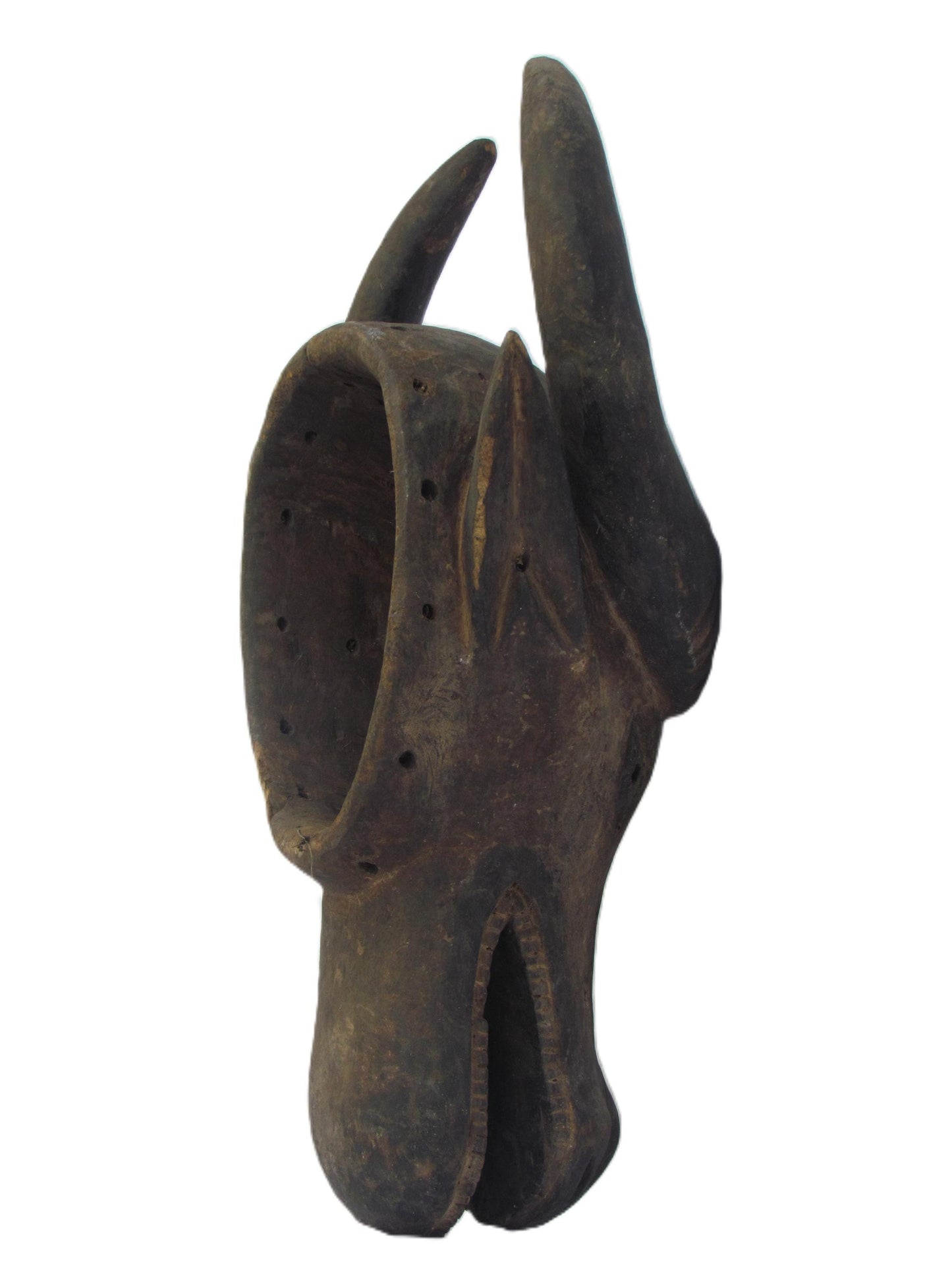 African Luba Buffalo Mask – Vintage Wood Zoomorphic Tribal Art Congo
