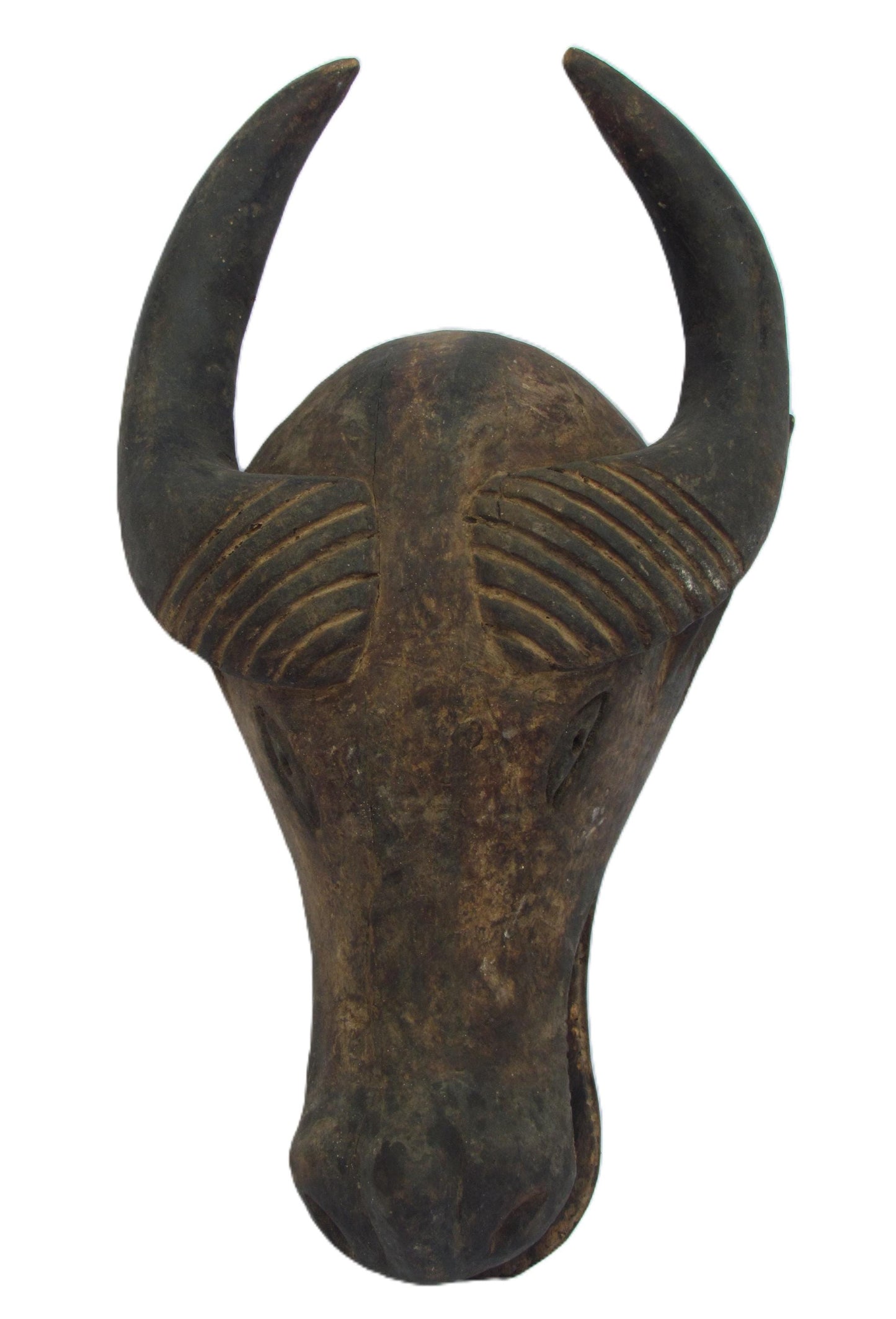 African Luba Buffalo Mask – Vintage Wood Zoomorphic Tribal Art Congo