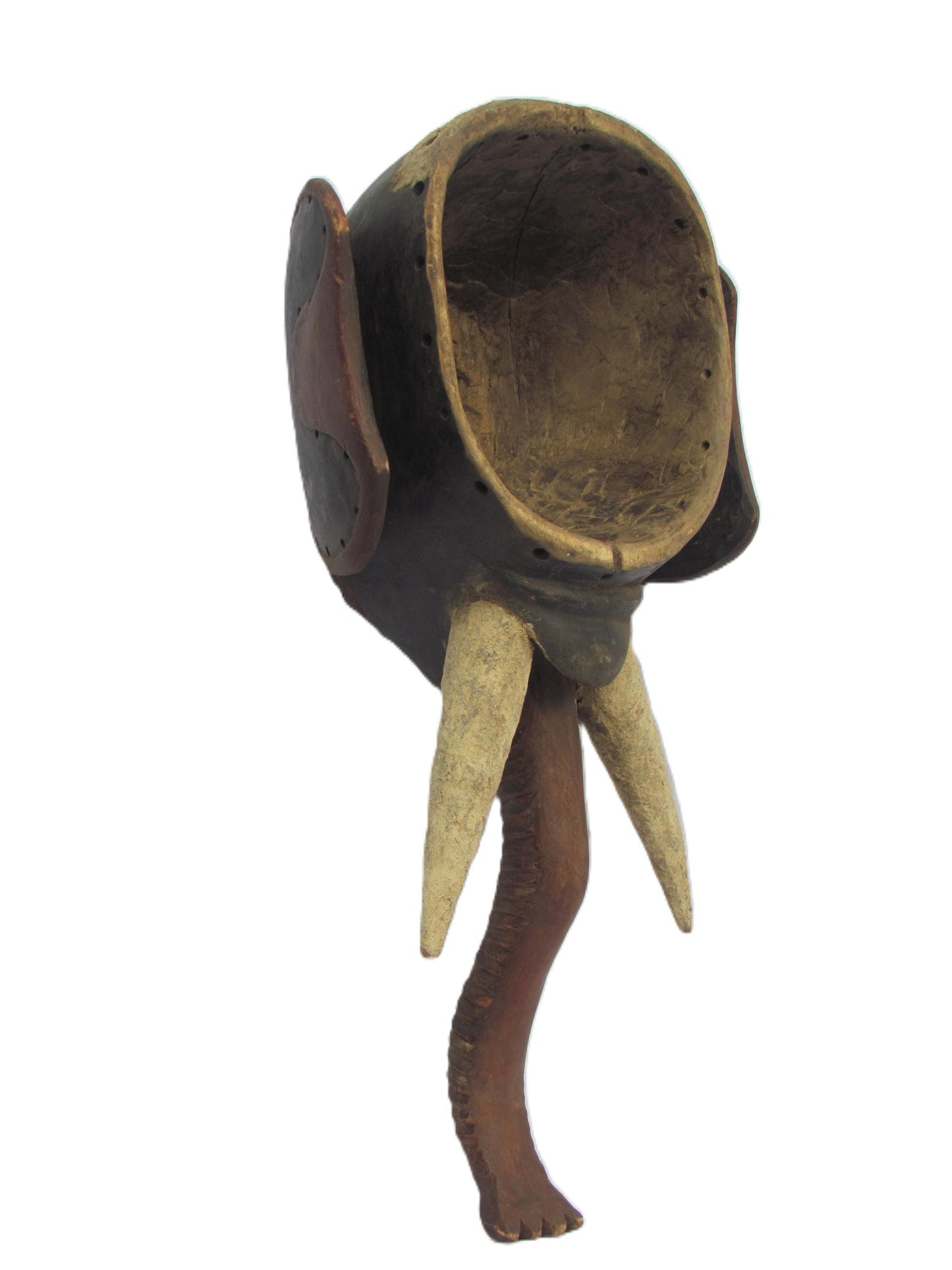 African Kuba Elephant Mask – Vintage Wood Zoomorphic Tribal Art Congo DRC