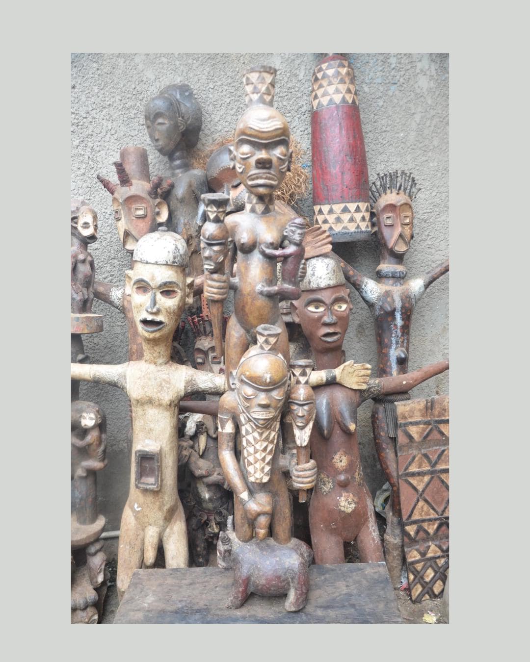 African Kongo-Yombe Maternity Sculpture – Large Wood Mother & Child Statue