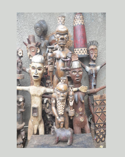 African Kongo-Yombe Maternity Sculpture – Large Wood Mother & Child Statue