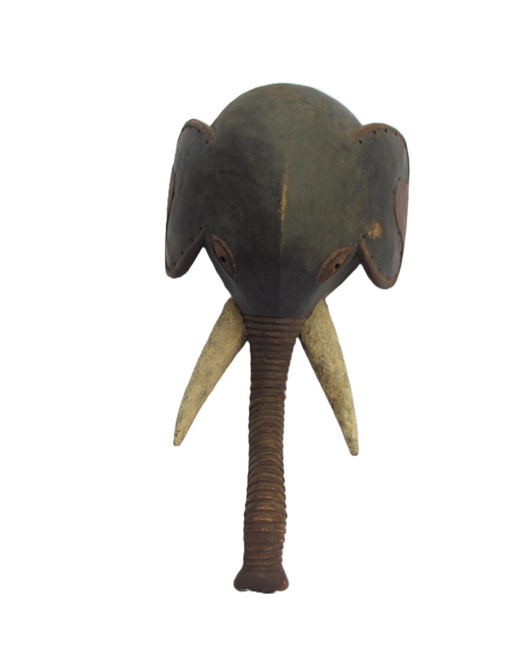 African Kuba Elephant Mask – Vintage Wood Zoomorphic Tribal Art Congo DRC