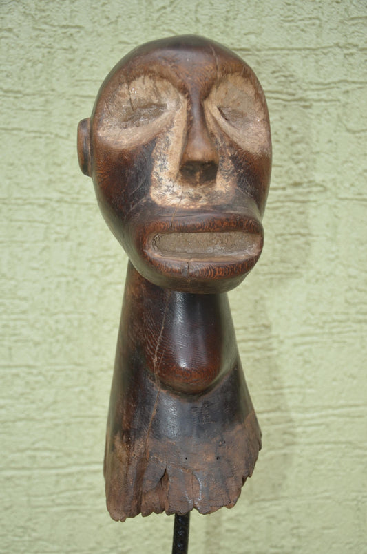 Lega Head Statue | Hand-Carved Wood Bwami Sculpture | Congo Ancestral Wisdom Art