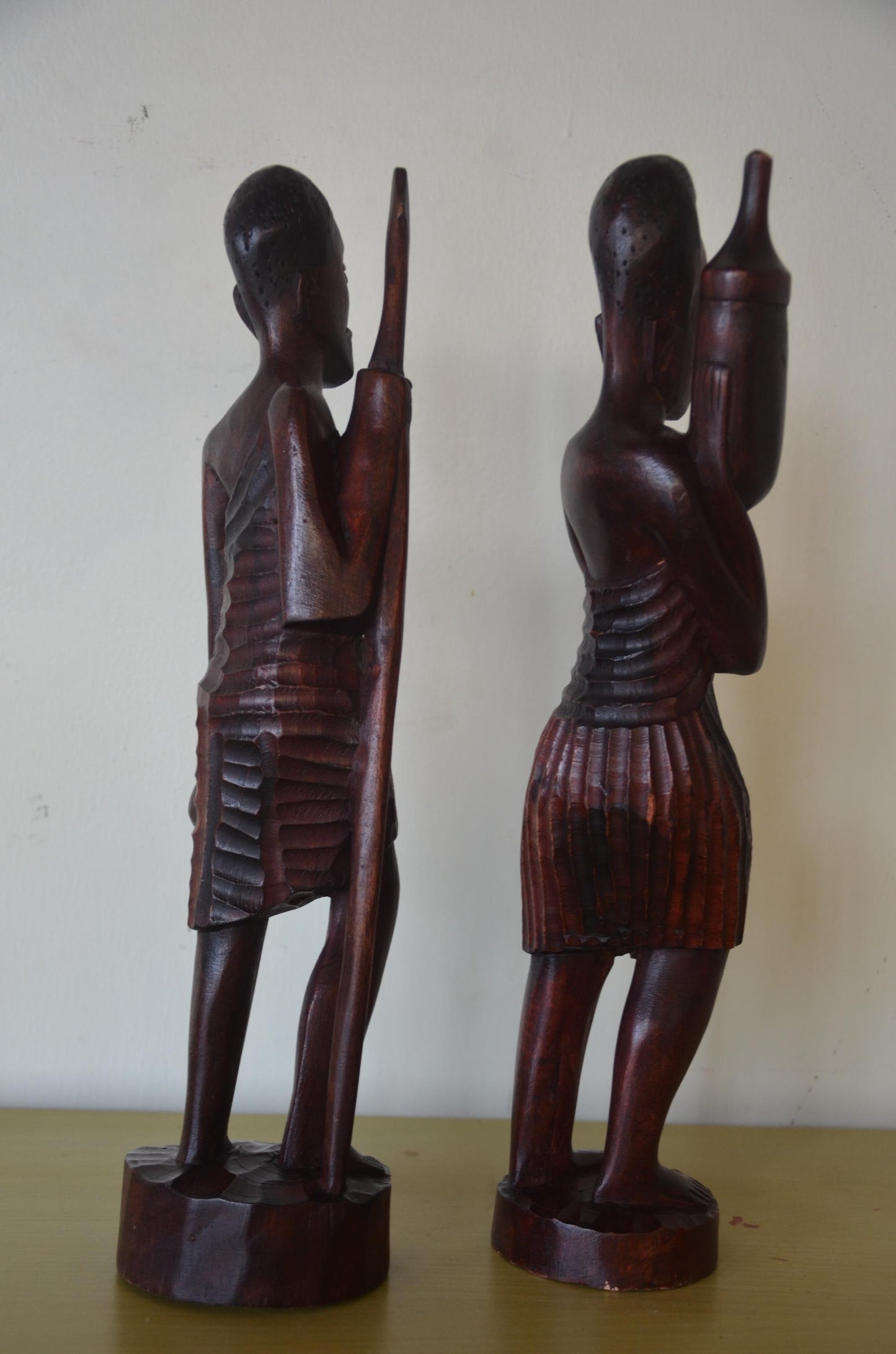 Rwandan Couple Statue | Hand-Carved Wood Cultural Figures | Rwanda Traditional Folk Art