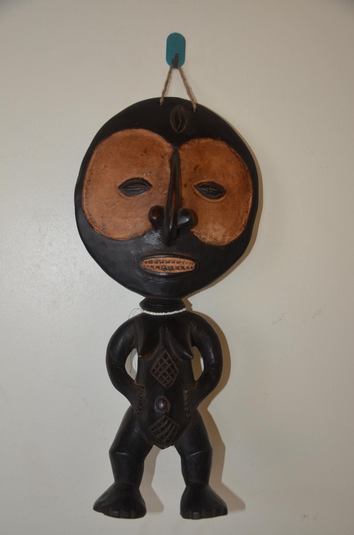 Akuaba Fertility Statue | Hand-Carved Wood Disc Head | Ghana Ashanti Tribal Art