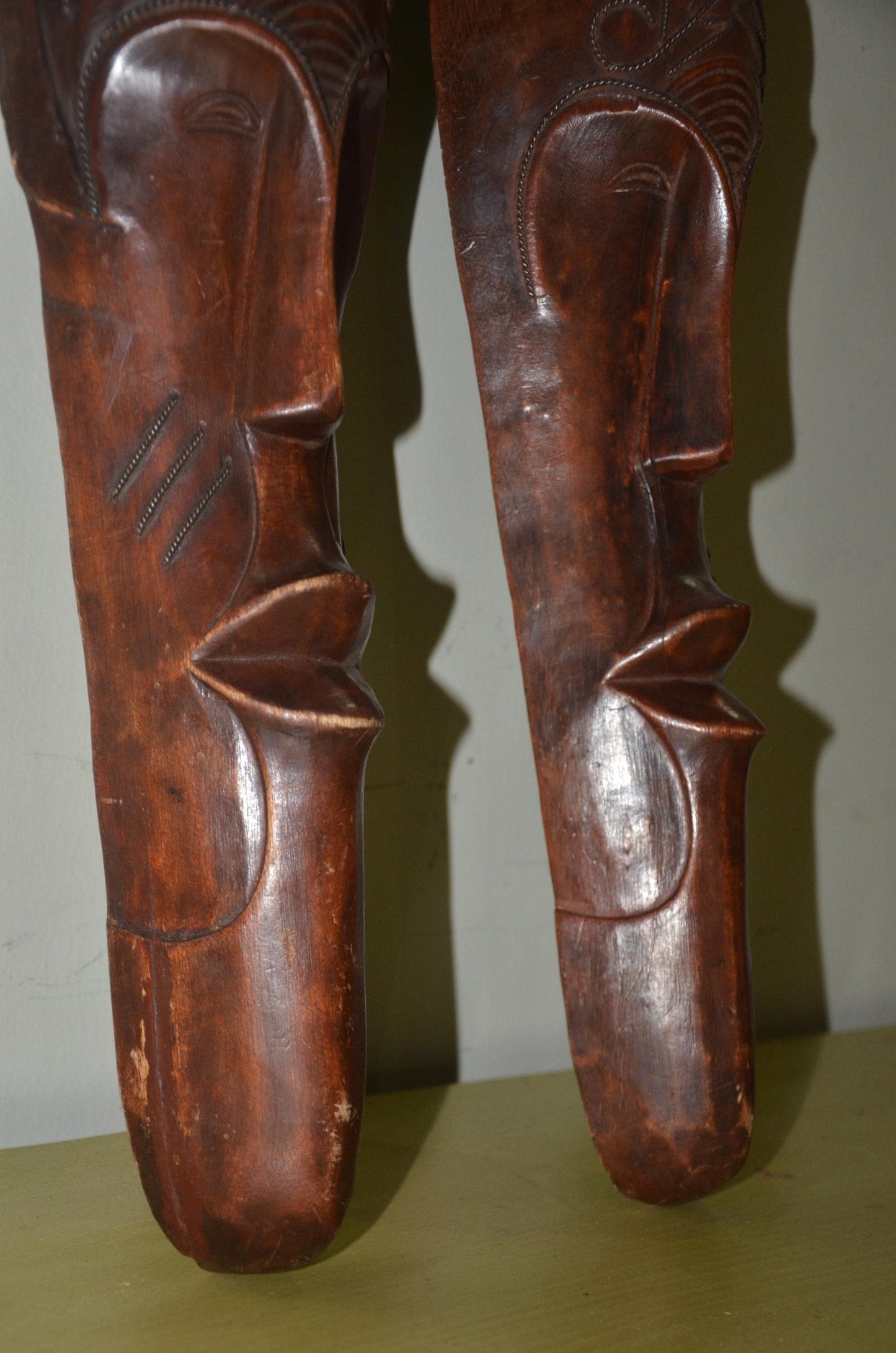 Fang Mask Couple Set | Hand-Carved Wood Wall Decor | Gabon Ngil Traditional Art