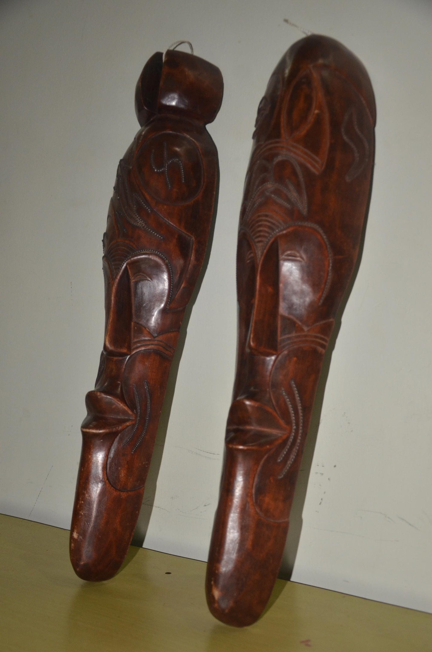 Fang Mask Couple Set | Hand-Carved Wood Wall Decor | Gabon Ngil Traditional Art