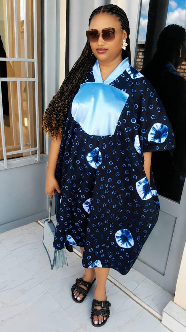 Midnight Indigo Cocoon Dress | Oversized African-Inspired Maxi | Elegant Relaxed Fit