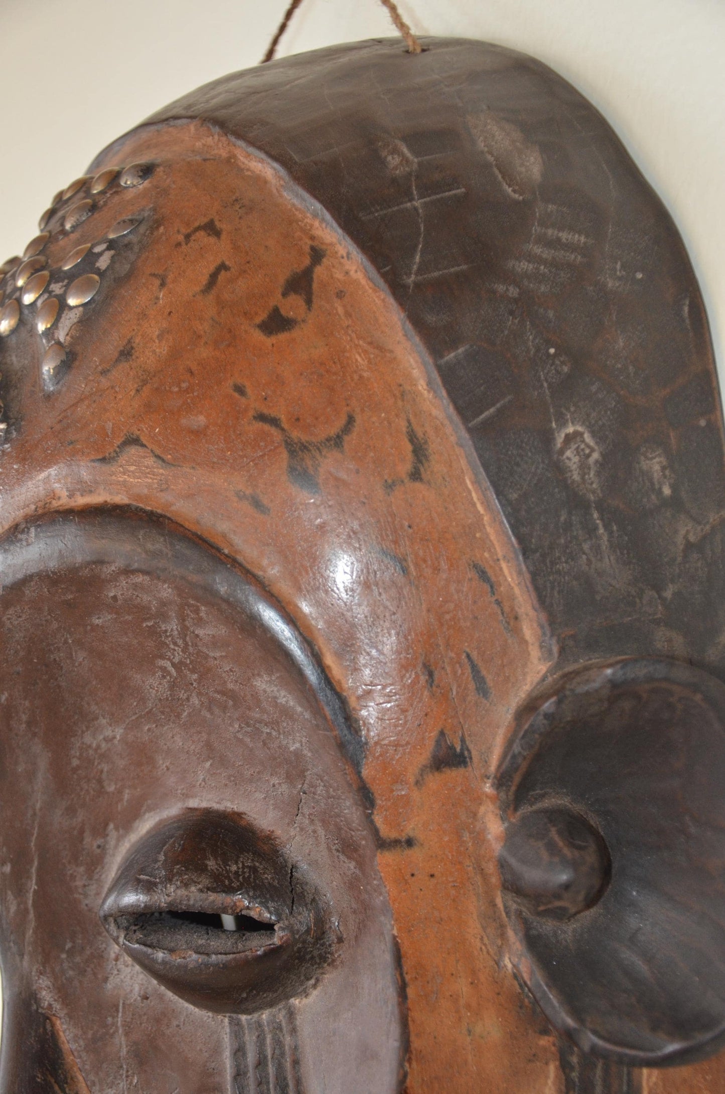 Beaded Guro Mblo Mask – 21" Ivory Coast Wood Wall Art – African Tribal Beadwork