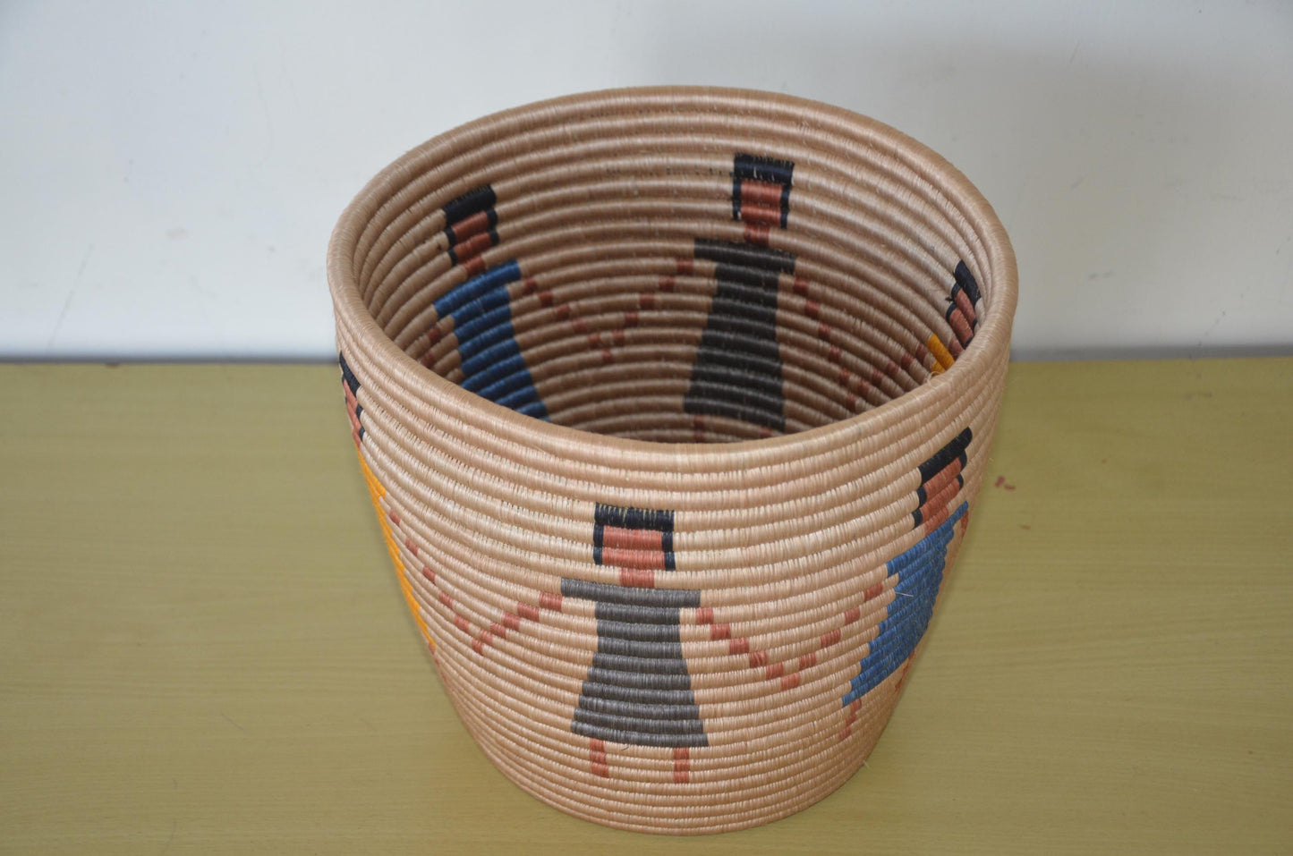 Handwoven African Coiled Basket | Abstract Figurative Art | Decorative Storage Vessel