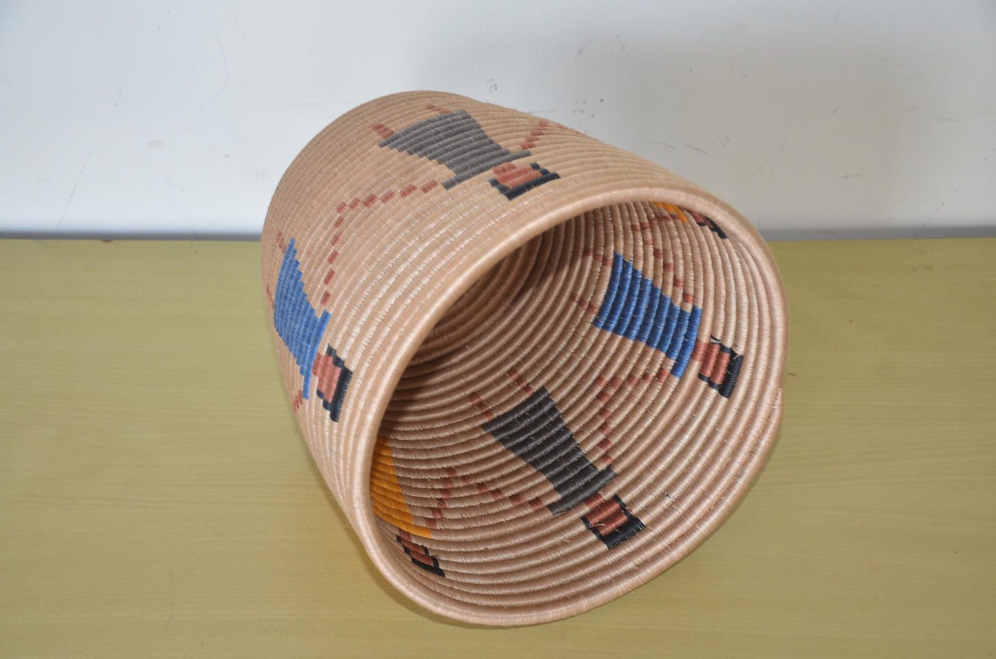 Handwoven African Coiled Basket | Abstract Figurative Art | Decorative Storage Vessel