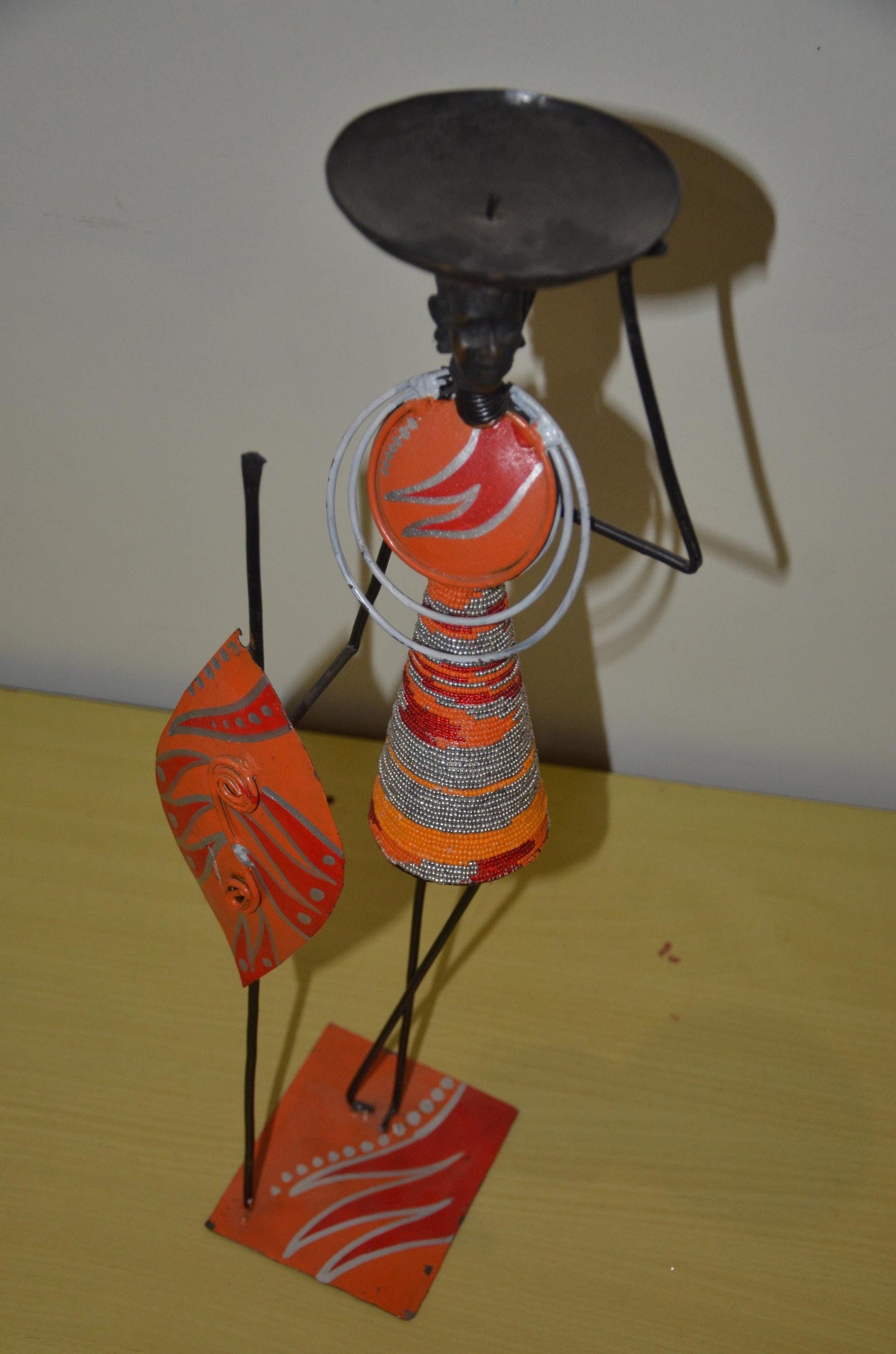 Maasai Figurine Candle Holder | Handcrafted African Metal Art | Elegant Table Decor