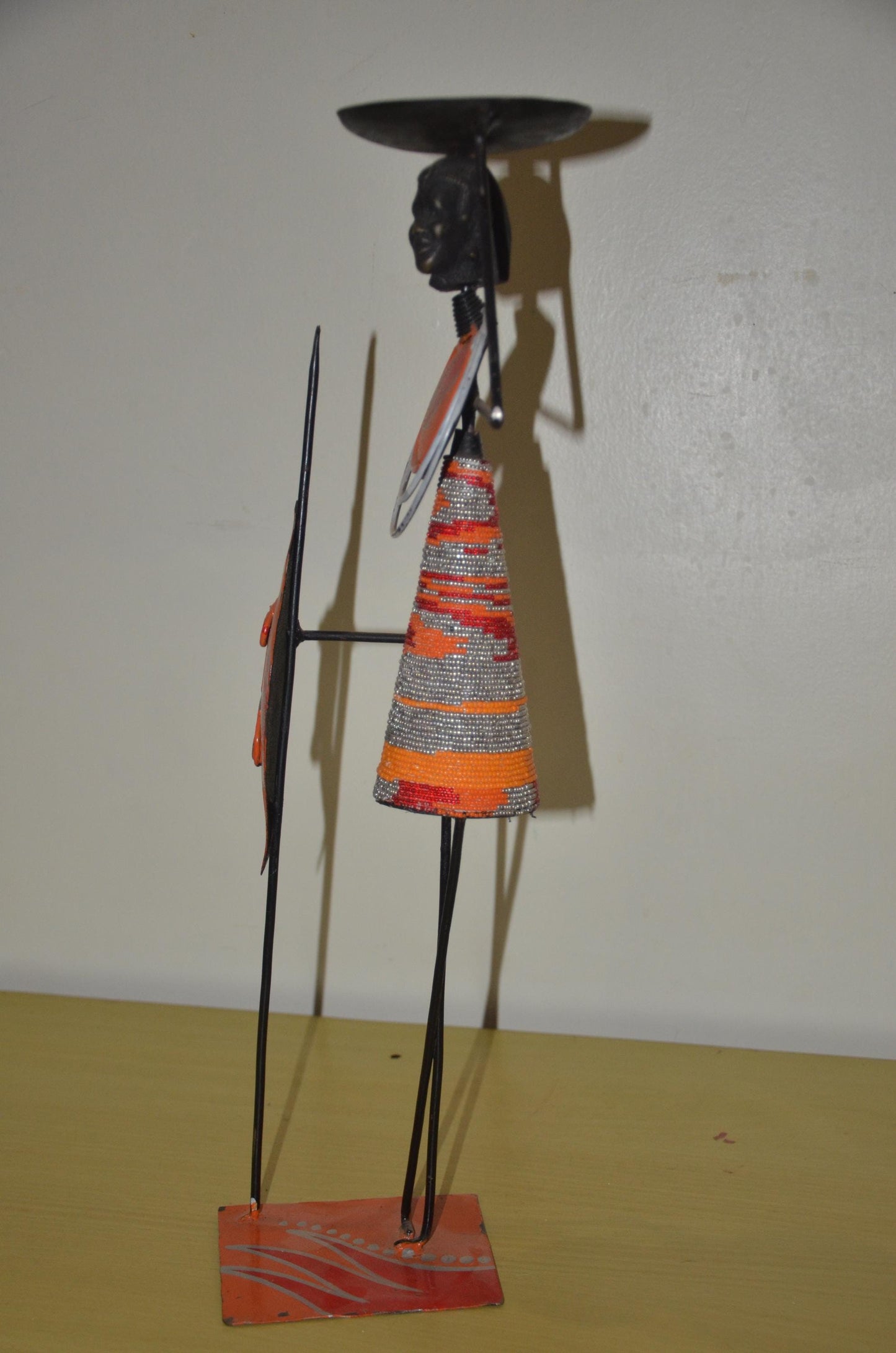 Maasai Figurine Candle Holder | Handcrafted African Metal Art | Elegant Table Decor
