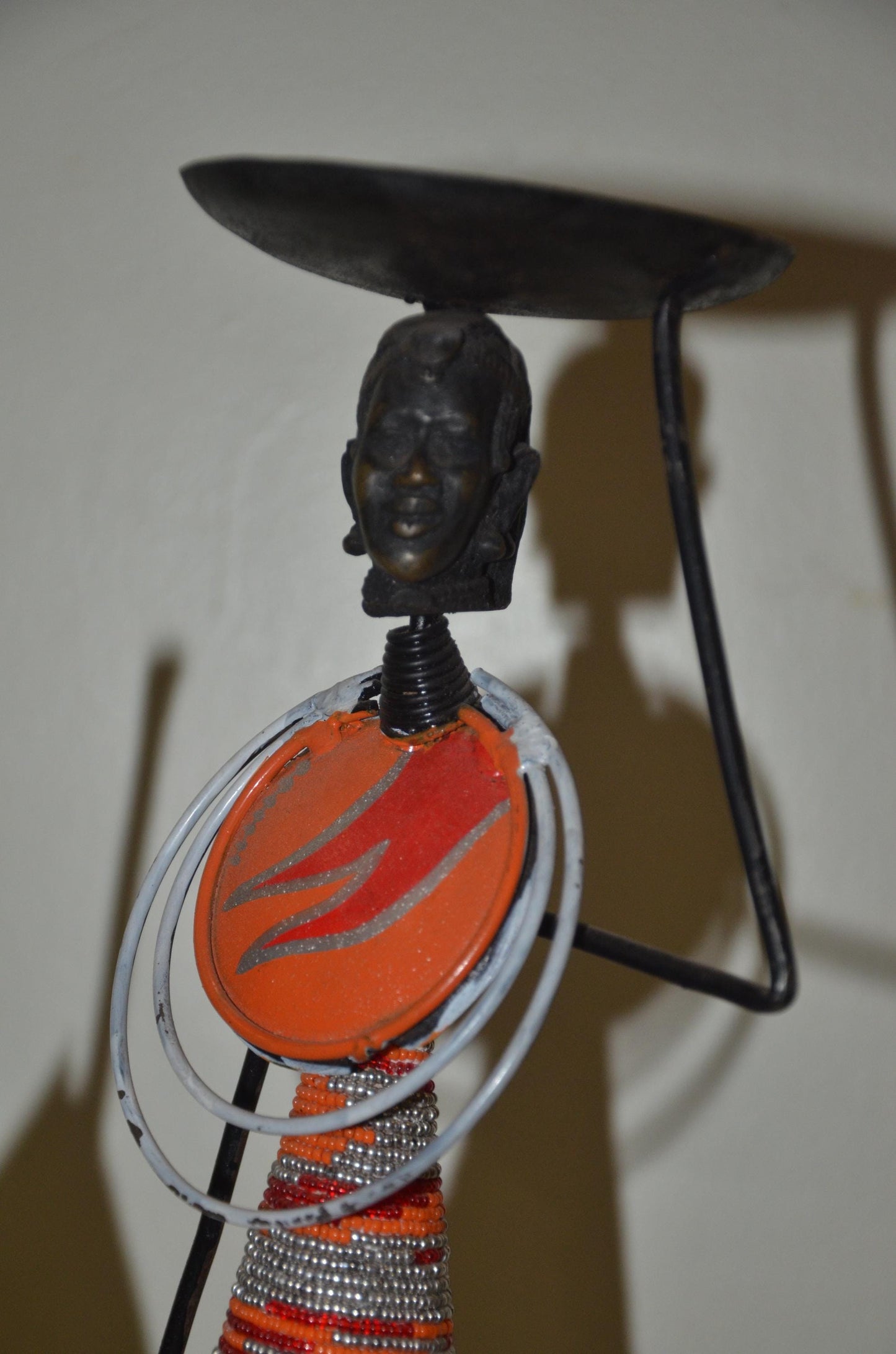 Maasai Figurine Candle Holder | Handcrafted African Metal Art | Elegant Table Decor
