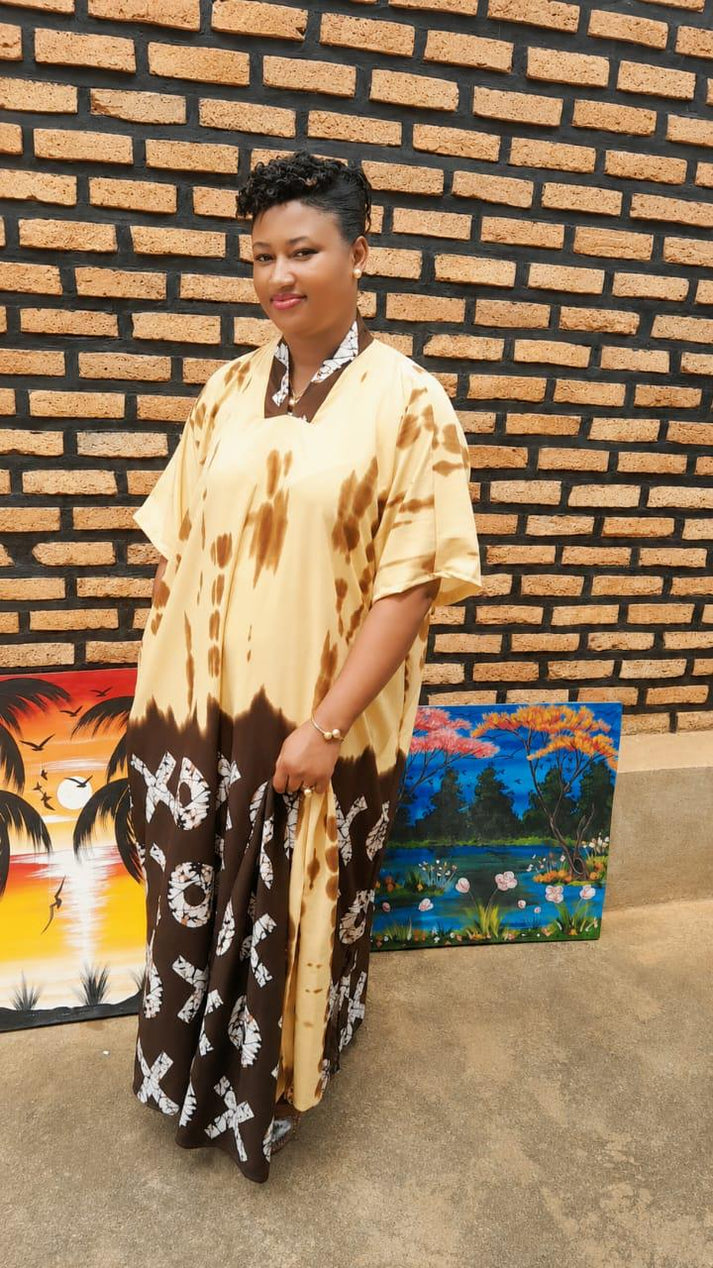 Tie-Dye Boubou Kaftan | Royal Flowing Maxi Dress | Elegant African Relaxed Fit