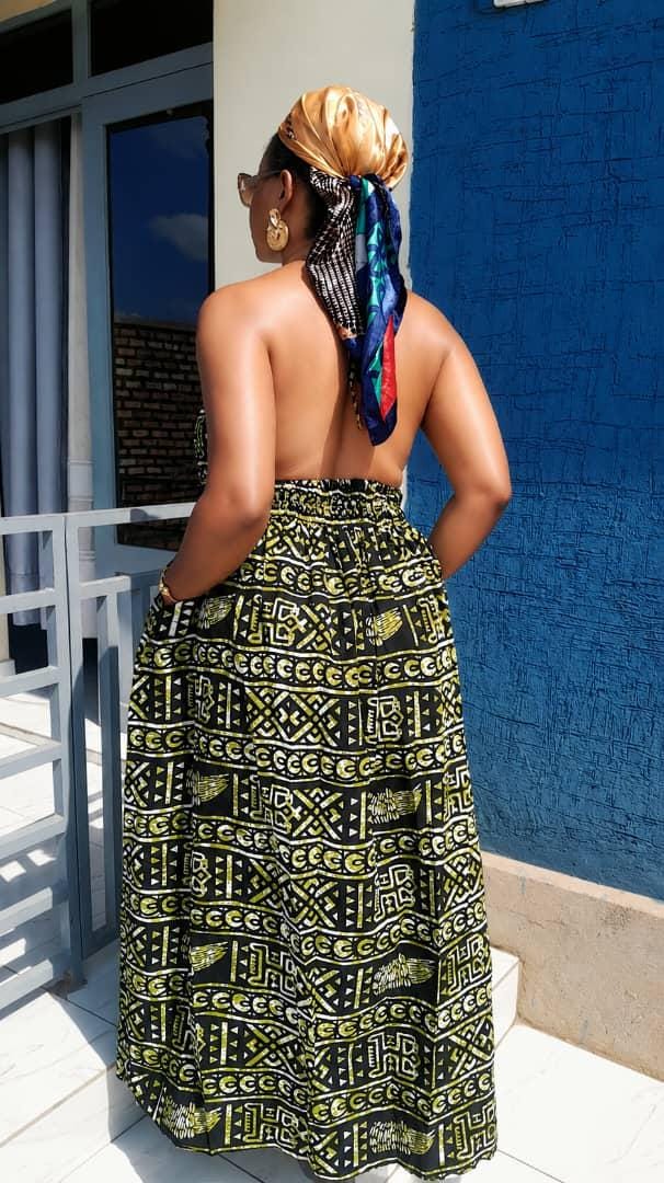 Sunset Tribal Maxi Dress | African Print Halter Neck Boho Style