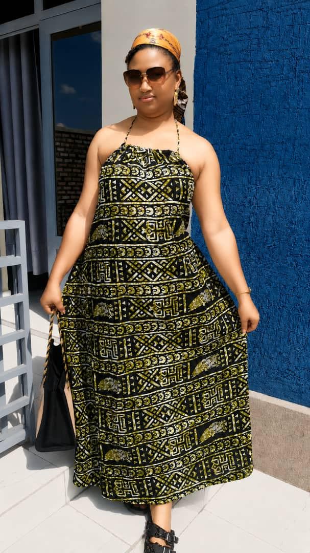 Sunset Tribal Maxi Dress | African Print Halter Neck Boho Style